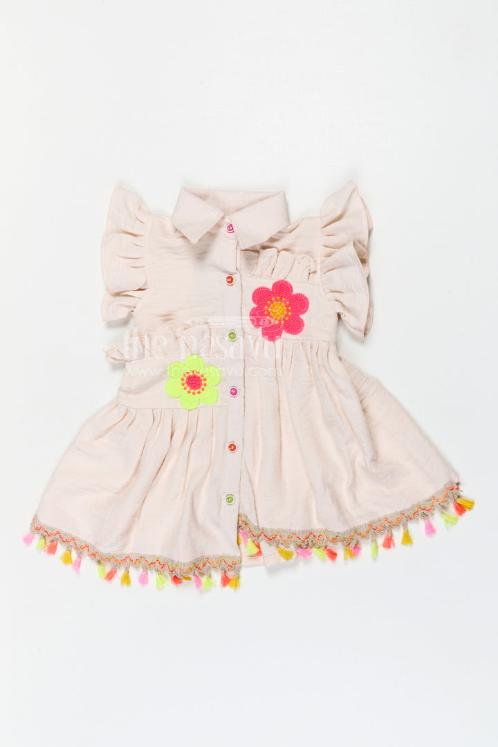 The Nesavu Girls Cotton Frock Baby Girl Cotton Frock for Casual Wear and Playtime Outings Nesavu Nesavu baby girl cotton frock for casual wear with rayon cotton fabric and thread embroidery lightweight comfort fit