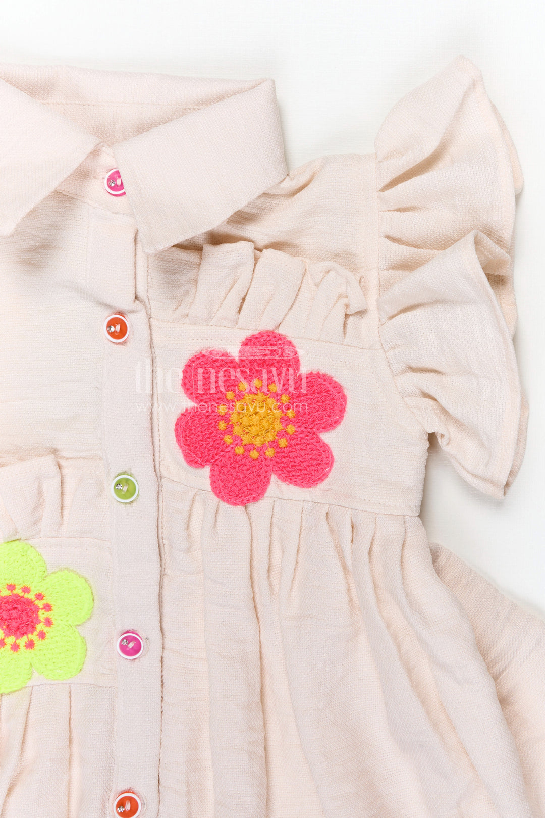 The Nesavu Girls Cotton Frock Baby Girl Cotton Frock for Casual Wear and Playtime Outings Nesavu Nesavu baby girl cotton frock for casual wear with rayon cotton fabric and thread embroidery lightweight comfort fit