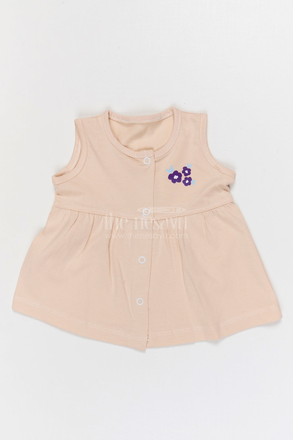 The Nesavu Baby Frocks Baby Girl Cotton Frock for Daily Comfort and Playtime Nesavu 10 (NB) / Half white / Cotton BFJ948A-10 Nesavu Baby Girl Cotton Frock For Daily Wear Sleeveless Jersey Infant Dress