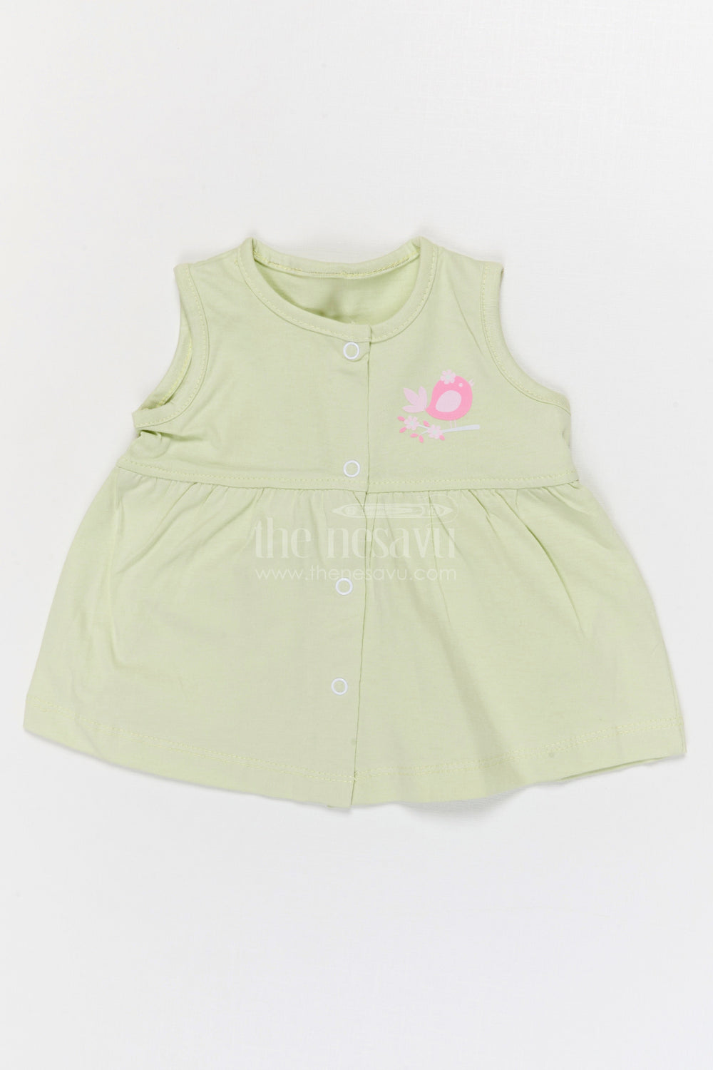 The Nesavu Baby Frocks Baby Girl Cotton Frock for Daily Wear and Playtime Nesavu 10 (NB) / Half white / Cotton BFJ944A-10 Nesavu Baby Girl Cotton Frock For Daily Wear Sleeveless Jersey Infant Dress
