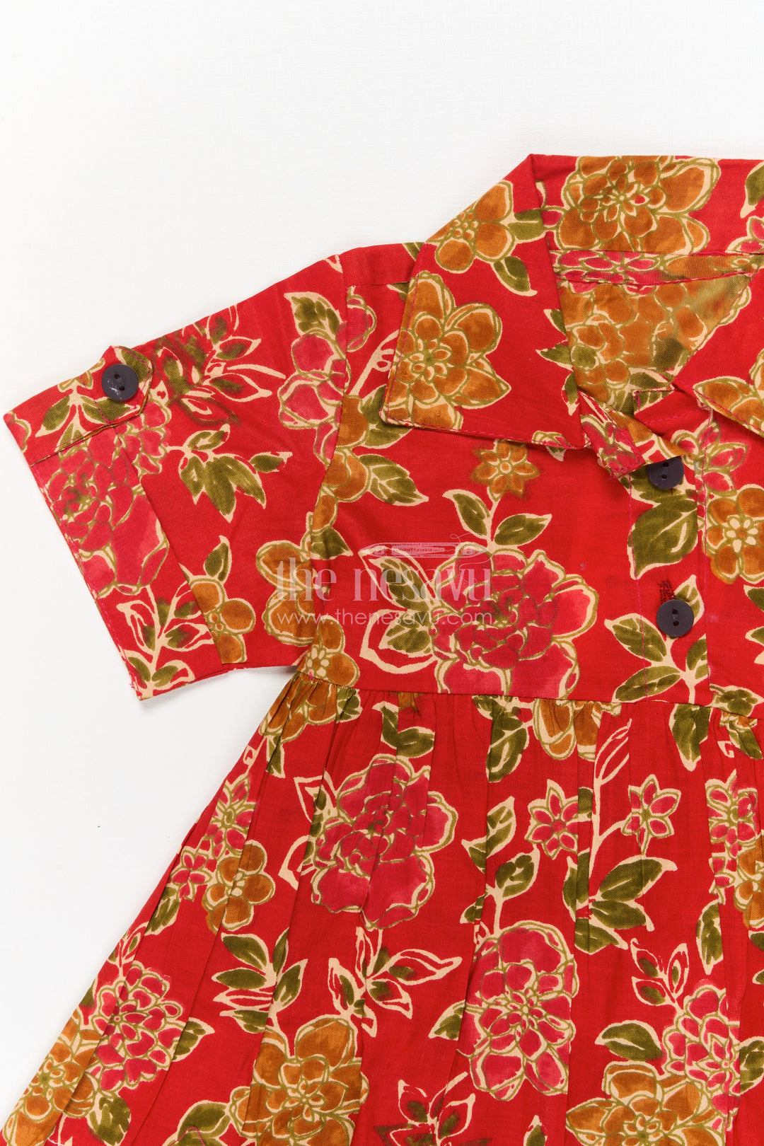 The Nesavu Girls Cotton Frock Baby Girl Cotton Frock for Everyday Festive Charm Nesavu Nesavu baby girl cotton frock in orange with floral digital print for festive and casual days