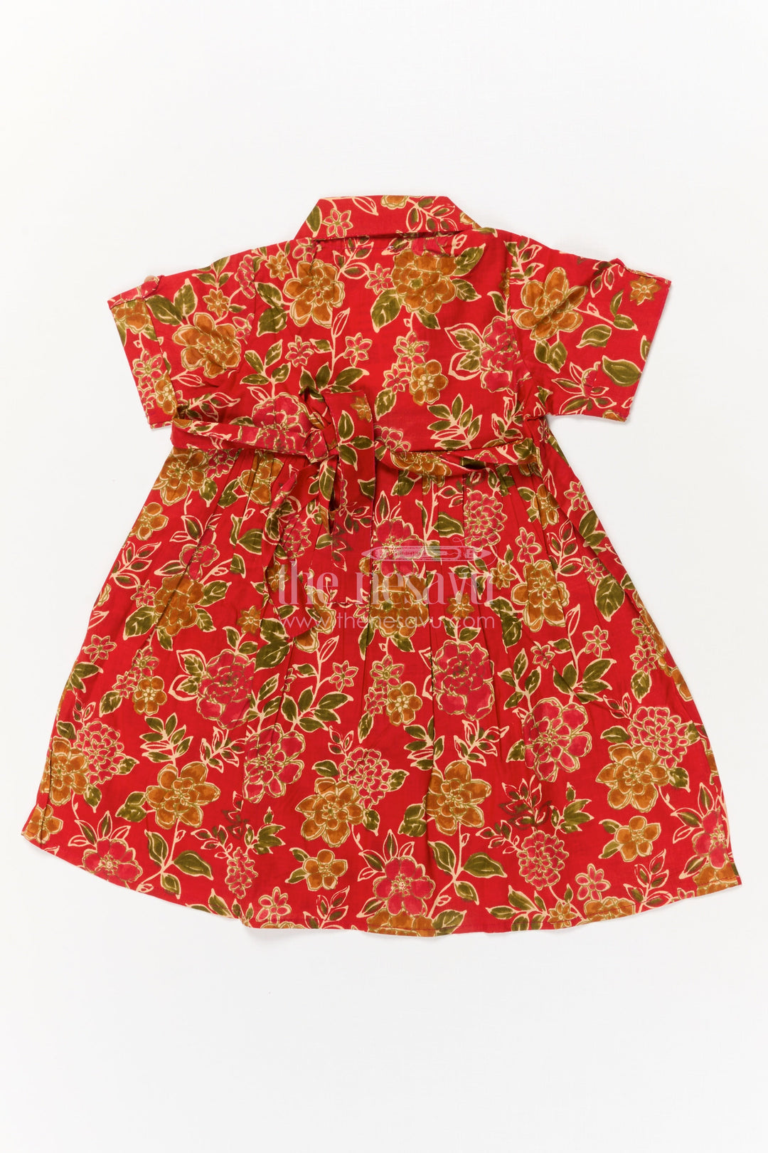 The Nesavu Girls Cotton Frock Baby Girl Cotton Frock for Everyday Festive Charm Nesavu Nesavu baby girl cotton frock in orange with floral digital print for festive and casual days