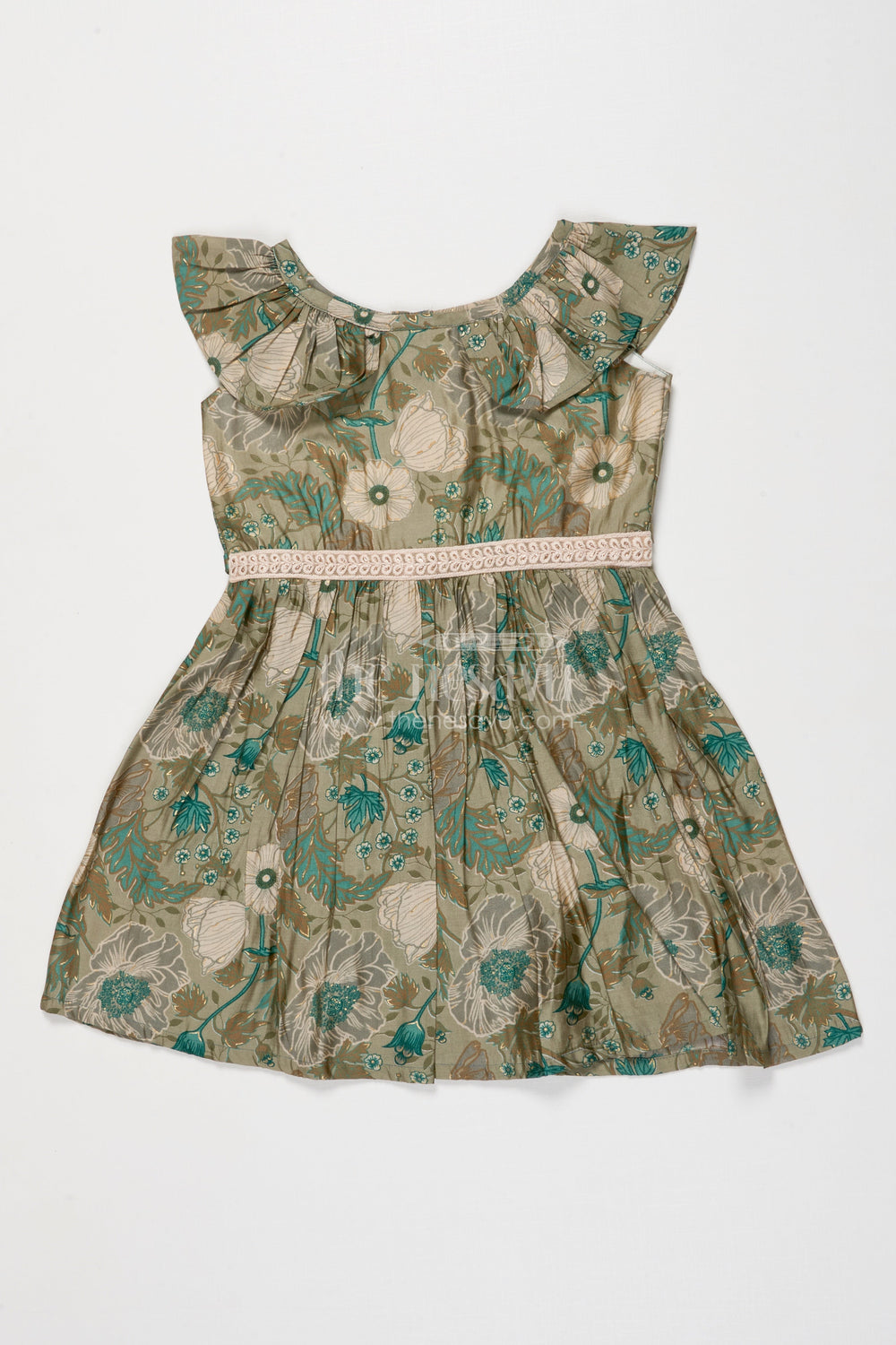 The Nesavu Girls Cotton Frock Baby Girl Cotton Frock for Everyday Outings and Festive Visits Nesavu 18 (2Y) / Green GFC2018B-18 Nesavu baby girl cotton frock with digital floral print for festive family outings