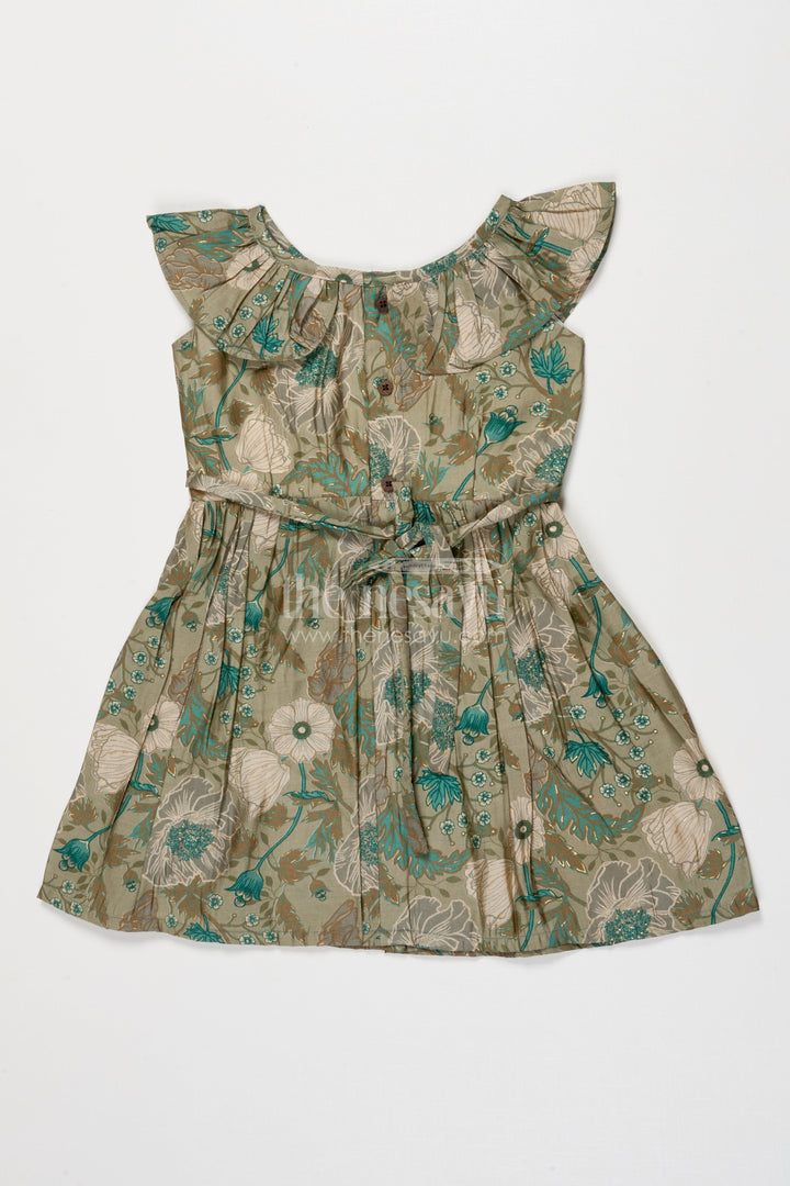 The Nesavu Girls Cotton Frock Baby Girl Cotton Frock for Everyday Outings and Festive Visits Nesavu Nesavu baby girl cotton frock with digital floral print for festive family outings