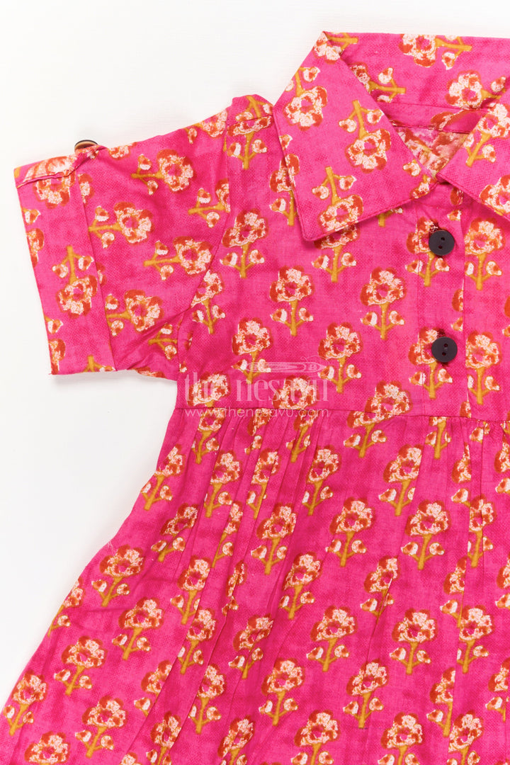 The Nesavu Girls Cotton Frock Baby Girl Cotton Frock for Festive Gatherings and Everyday Charm Nesavu Nesavu baby girl pink cotton frock with puff sleeves for festive gatherings and photoshoots
