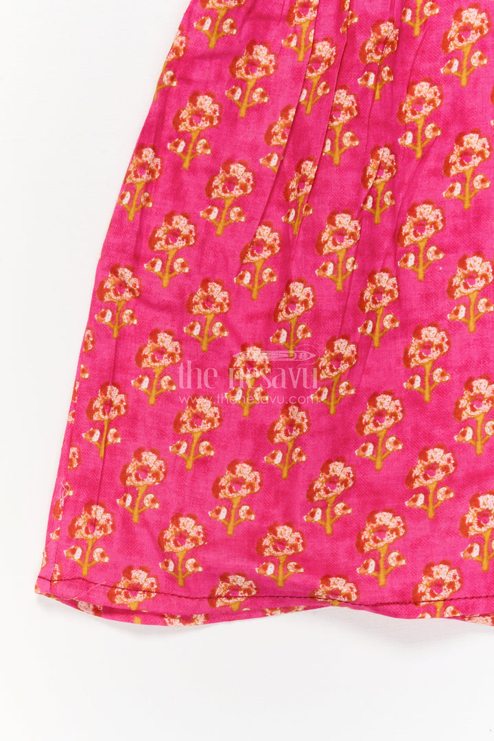 The Nesavu Girls Cotton Frock Baby Girl Cotton Frock for Festive Gatherings and Everyday Charm Nesavu Nesavu baby girl pink cotton frock with puff sleeves for festive gatherings and photoshoots