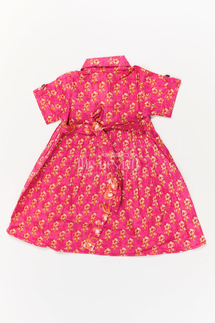 The Nesavu Girls Cotton Frock Baby Girl Cotton Frock for Festive Gatherings and Everyday Charm Nesavu Nesavu baby girl pink cotton frock with puff sleeves for festive gatherings and photoshoots