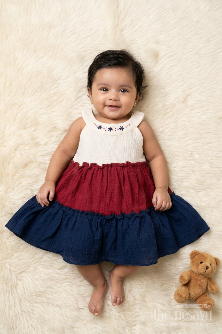 The Nesavu Baby Cotton Frocks Baby Girl Cotton Frock for First Birthday and Gifting Nesavu 14 (6M) / Multicolor / Cotton BFJ926A-14 Nesavu baby girl cotton frock with flared skirt – ideal for birthdays and gifting