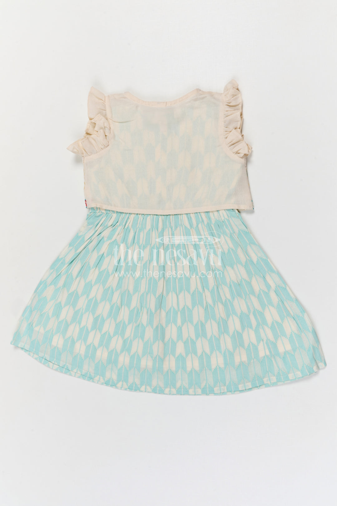 The Nesavu Girls Cotton Frock Baby Girl Cotton Frock for Outings and Casual Celebrations Nesavu Nesavu baby girl cotton frock with thread embroidery and layered design for outings and casual wear