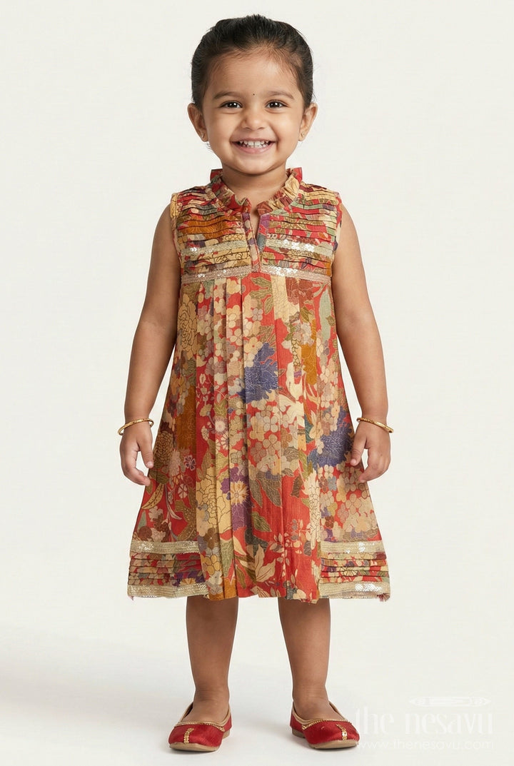 The Nesavu Baby Frocks Baby Girl Cotton Frock for Playdates and Casual Celebrations Nesavu 14 (6M) / Multicolor BFJ812A-14 Nesavu baby girl cotton frock digital print  perfect birthdays playdates festive fun