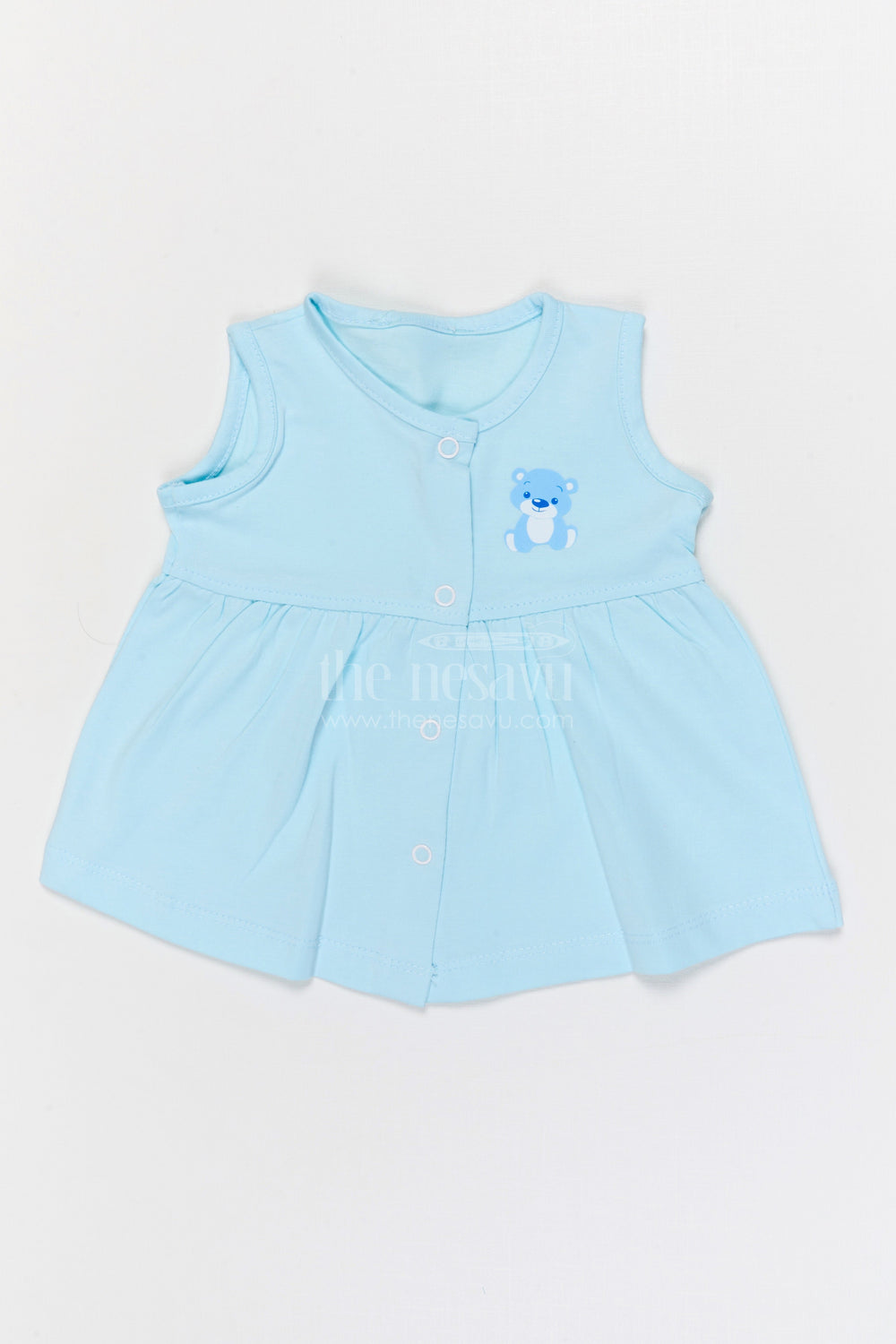 The Nesavu Baby Frocks Baby Girl Cotton Frock for Summer Comfort and Playtime Nesavu 10 (NB) / Half white / Cotton BFJ945A-10 Nesavu Baby Girl Cotton Frock For Summer Wear Sleeveless Jersey Dress For Infants