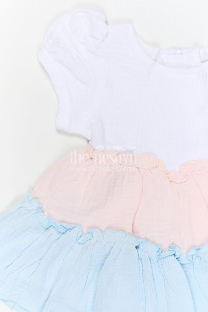 The Nesavu Baby Cotton Frocks Baby Girl Cotton Frock for Summer Outings and Baby Pictures Nesavu Nesavu baby girl muslin cotton frock for summer outings and baby photos with layered design