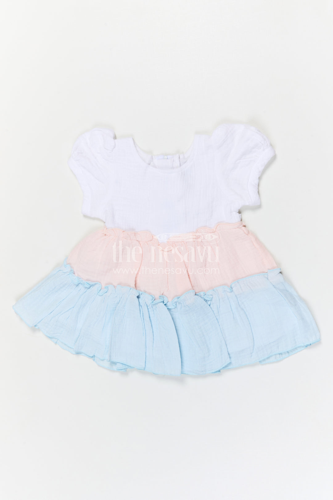 The Nesavu Baby Cotton Frocks Baby Girl Cotton Frock for Summer Outings and Baby Pictures Nesavu Nesavu baby girl muslin cotton frock for summer outings and baby photos with layered design