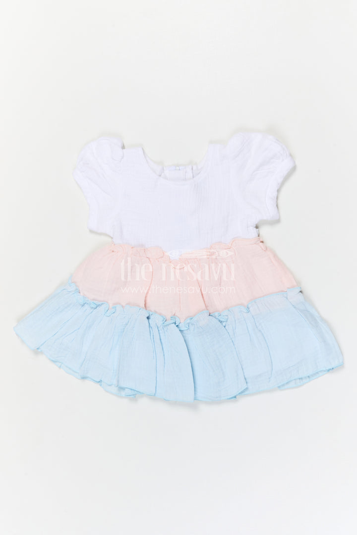 The Nesavu Baby Cotton Frocks Baby Girl Cotton Frock for Summer Outings and Baby Pictures Nesavu Nesavu baby girl muslin cotton frock for summer outings and baby photos with layered design