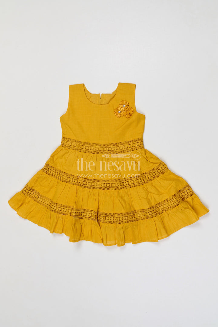 The Nesavu Girls Cotton Frock Baby Girl Cotton Frock for Summer Outings and Casual Wear Nesavu 18 (2Y) / Yellow / Cotton GFC230A-18 Nesavu baby girl cotton frock for summer outings and daily wear with soft embroidery design