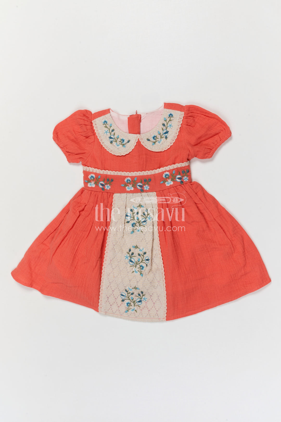 The Nesavu Girls Cotton Frock Baby Girl Cotton Frock for Summer Outings and Daily Comfort Nesavu Nesavu baby girl muslin cotton frock with thread embroidery for summer outings and daily comfort