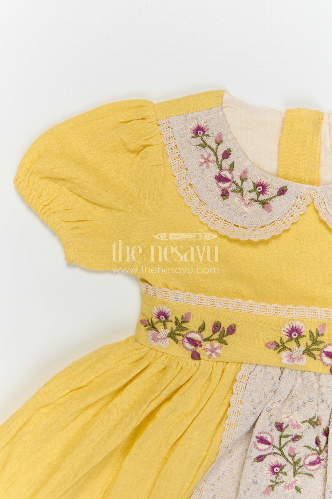 The Nesavu Girls Cotton Frock Baby Girl Cotton Frock for Summer Outings and Daily Wear Nesavu Nesavu Baby Girl Muslin Cotton Frock With Thread Embroidery For Summer Outings And Daily Wear