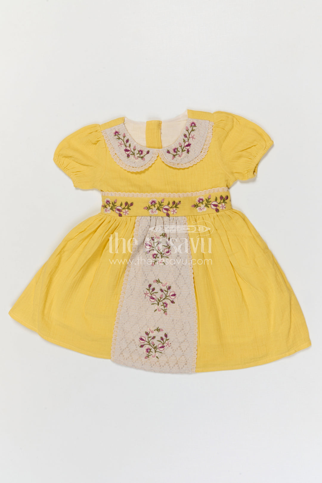 The Nesavu Girls Cotton Frock Baby Girl Cotton Frock for Summer Outings and Daily Wear Nesavu Nesavu Baby Girl Muslin Cotton Frock With Thread Embroidery For Summer Outings And Daily Wear