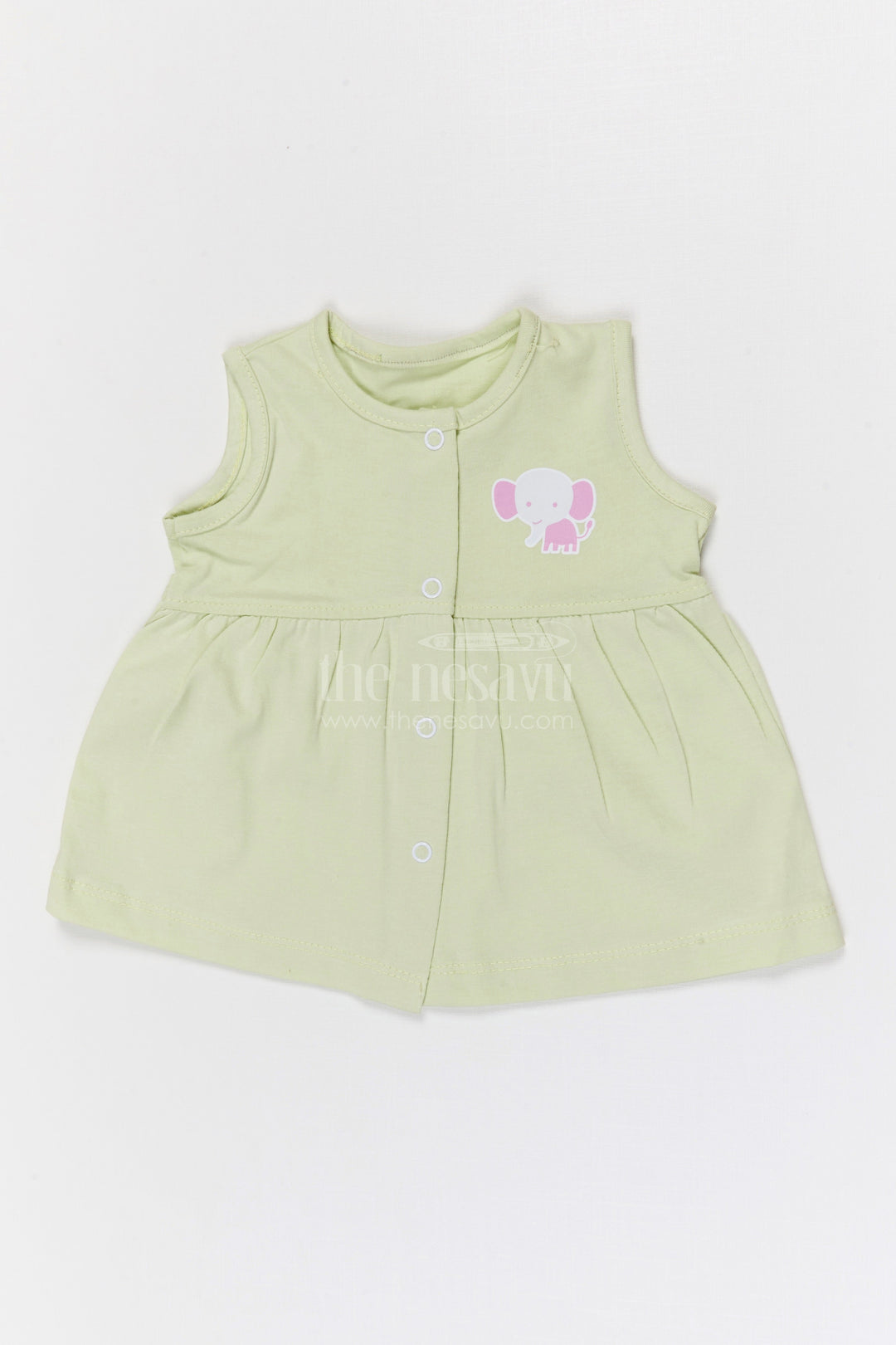 The Nesavu Baby Frocks Baby Girl Cotton Frock for Summer Outings and Daycare Nesavu 10 (NB) / Half white / Cotton BFJ943A-10 Nesavu Baby Girl Cotton Frock For Summer Wear Soft Sleeveless Jersey Dress For Infants