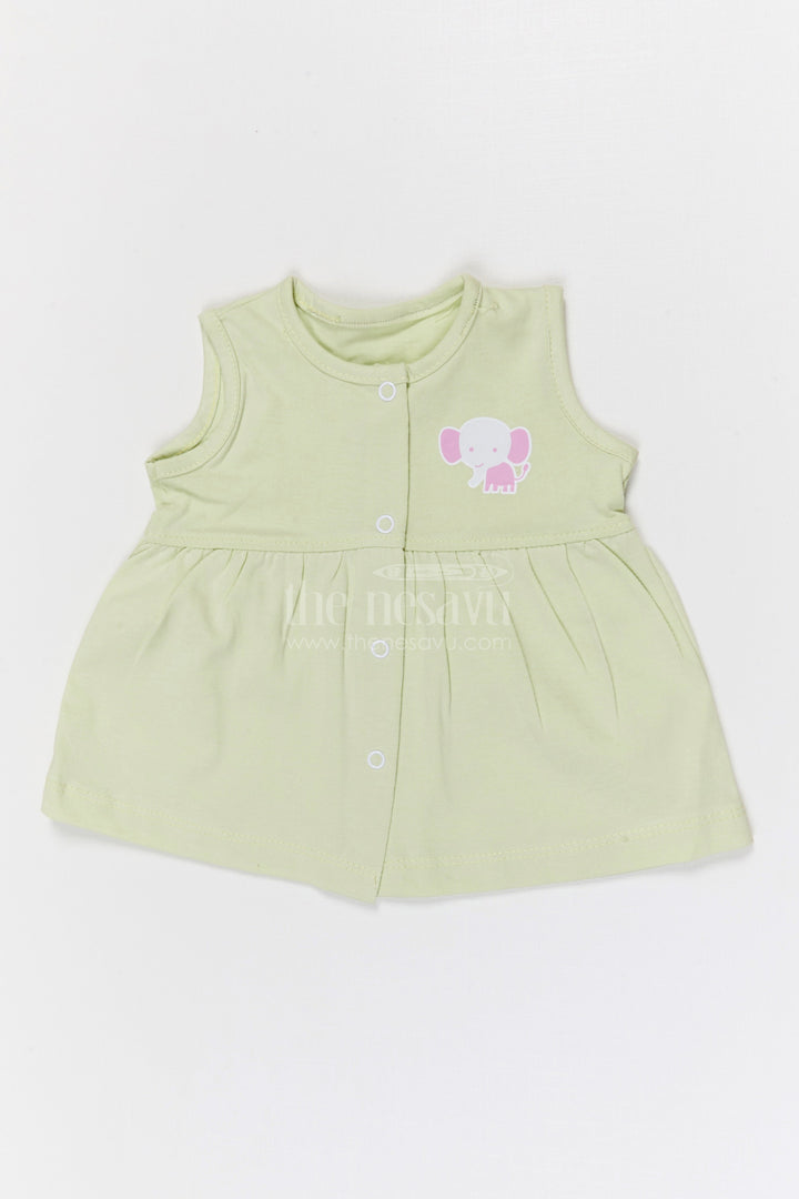 The Nesavu Baby Frocks Baby Girl Cotton Frock for Summer Outings and Daycare Nesavu 10 (NB) / Half white / Cotton BFJ943A-10 Nesavu Baby Girl Cotton Frock For Summer Wear Soft Sleeveless Jersey Dress For Infants