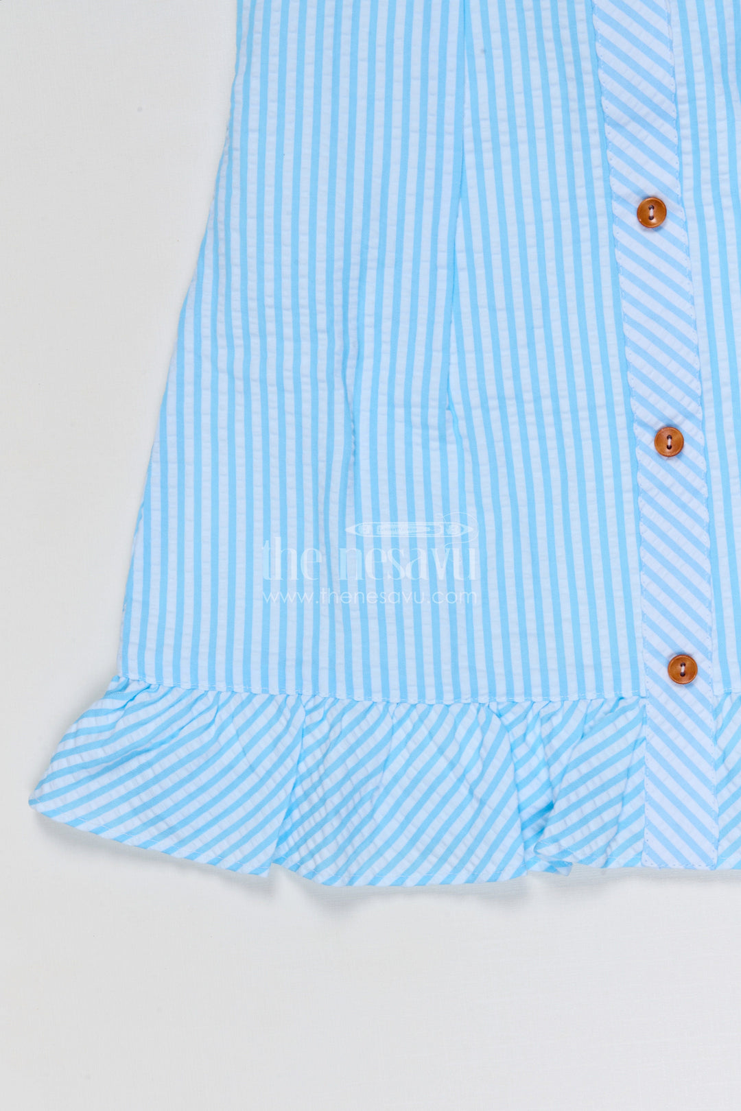 The Nesavu Girls Cotton Frock Baby Girl Cotton Frock for Summer Outings and Family Gatherings Nesavu Nesavu baby girl seer sucker cotton frock for summer outings and casual wear with button front design