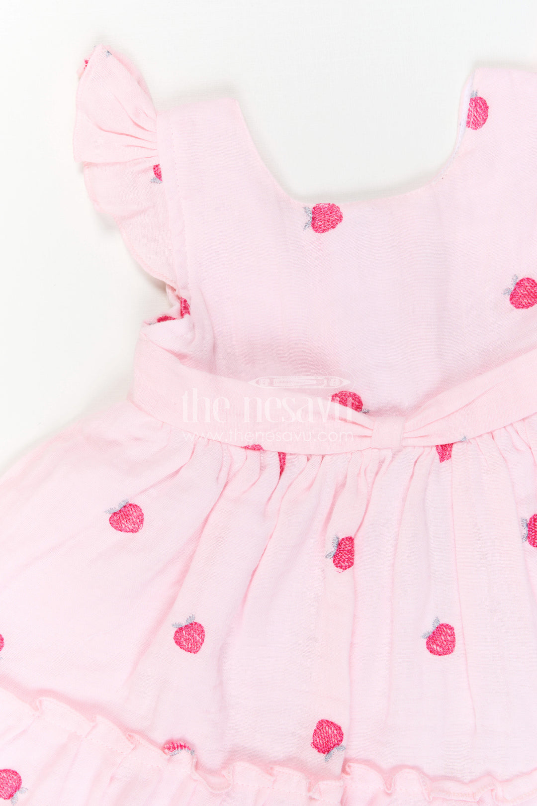 The Nesavu Baby Cotton Frocks Baby Girl Cotton Frock for Summer Outings and First Birthdays Nesavu Nesavu Baby Girl Muslin Cotton Frock With Thread Embroidery For Birthdays And Summer Outings
