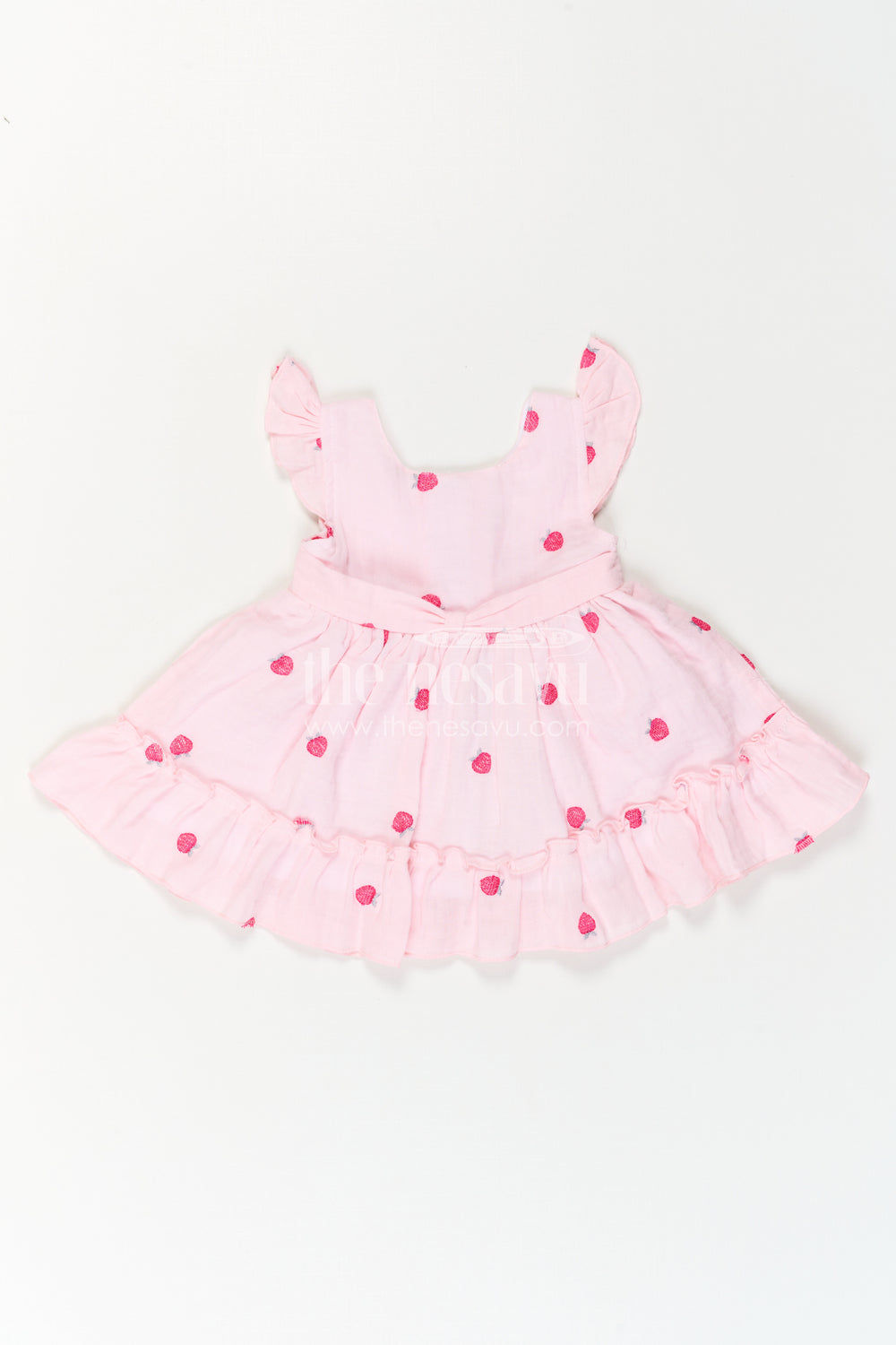 The Nesavu Baby Cotton Frocks Baby Girl Cotton Frock for Summer Outings and First Birthdays Nesavu Nesavu Baby Girl Muslin Cotton Frock With Thread Embroidery For Birthdays And Summer Outings