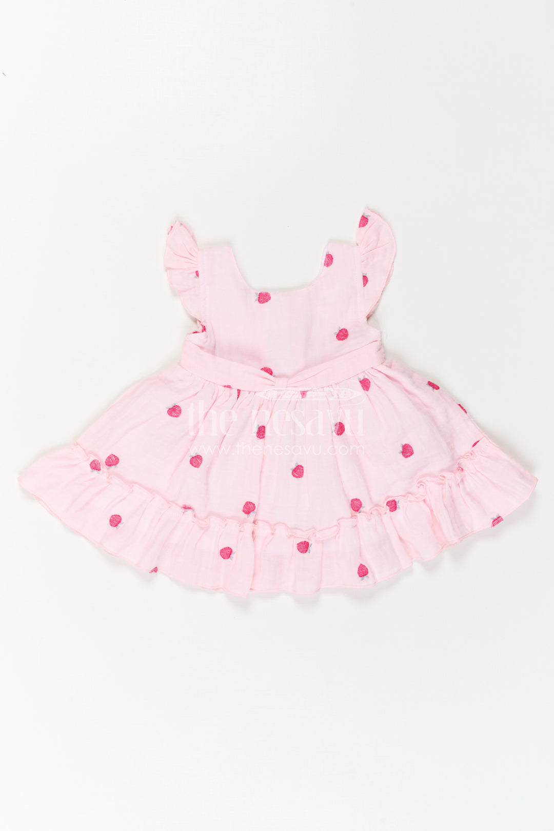 The Nesavu Baby Cotton Frocks Baby Girl Cotton Frock for Summer Outings and First Birthdays Nesavu Nesavu Baby Girl Muslin Cotton Frock With Thread Embroidery For Birthdays And Summer Outings