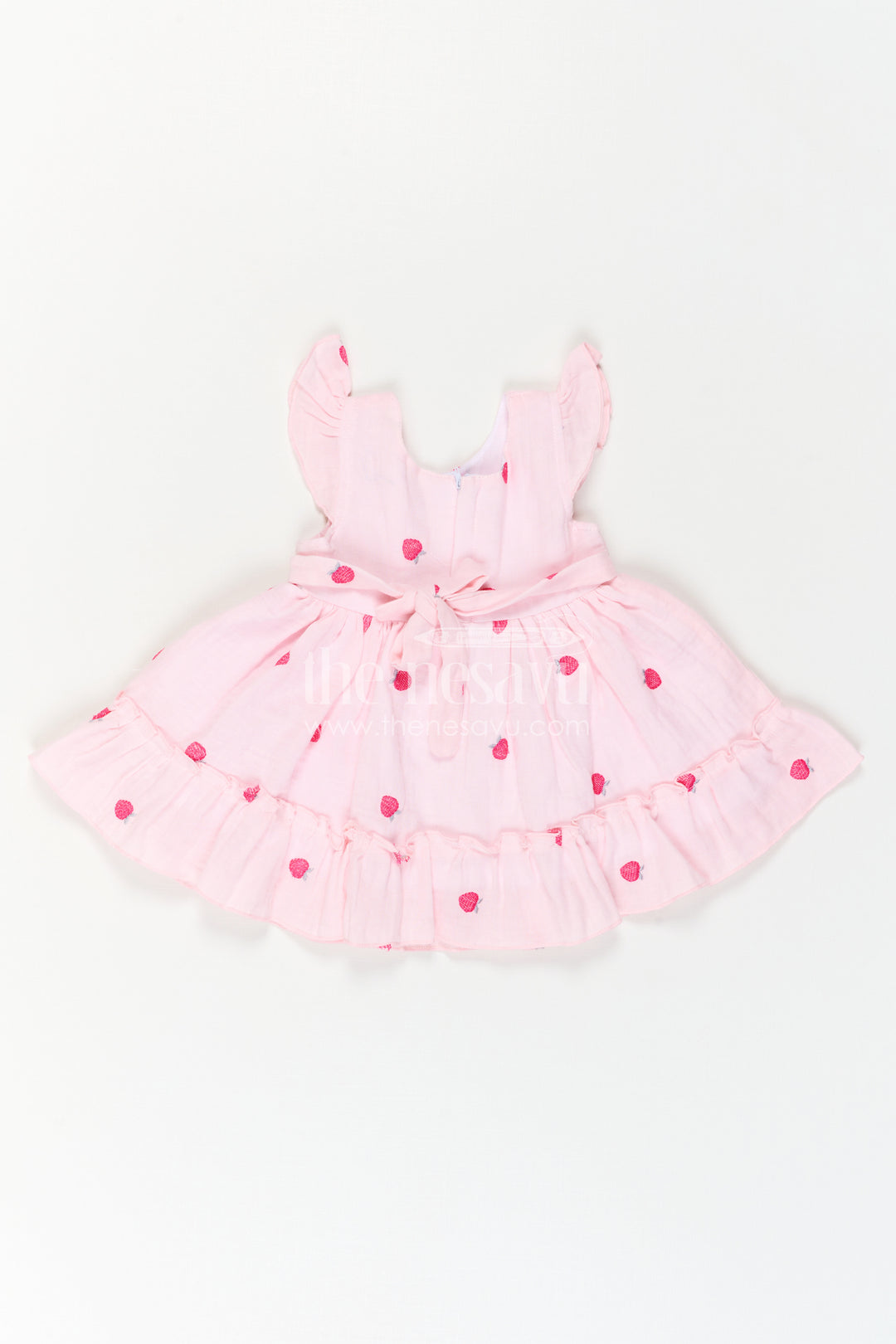 The Nesavu Baby Cotton Frocks Baby Girl Cotton Frock for Summer Outings and First Birthdays Nesavu Nesavu Baby Girl Muslin Cotton Frock With Thread Embroidery For Birthdays And Summer Outings