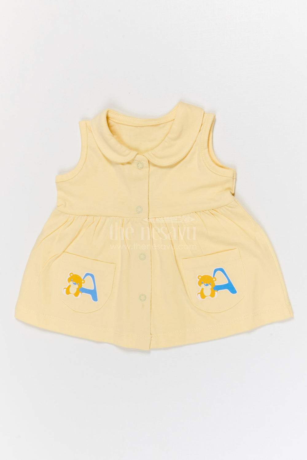 The Nesavu Baby Frocks Baby Girl Cotton Frock for Summer Outings Nesavu 10 (NB) / Purple / Cotton BFJ939A-10 Nesavu Baby Girl Cotton Jersey Frock With Front Buttons For Summer Outings And Daily Wear