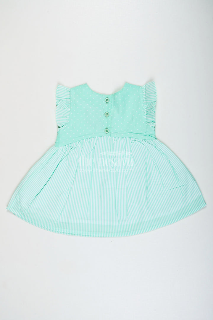 The Nesavu Girls Cotton Frock Baby Girl Cotton Frock with Bow Detail for Birthdays and Playdates Nesavu Nesavu baby girl cotton frock bow stripe pattern  perfect playdates casual parties