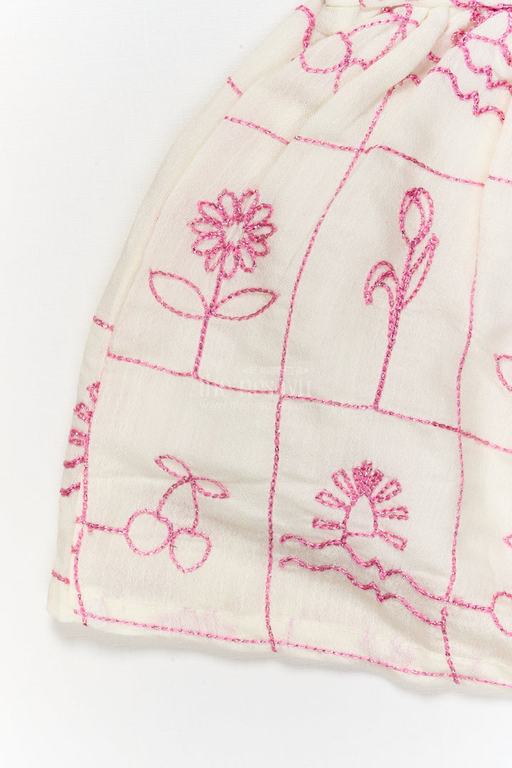 The Nesavu Baby Cotton Frocks Baby Girl Cotton Frock with Bow Detail for Casual and Festive Use Nesavu Nesavu baby girl cotton frock with bow and floral thread embroidery for festive or casual wear