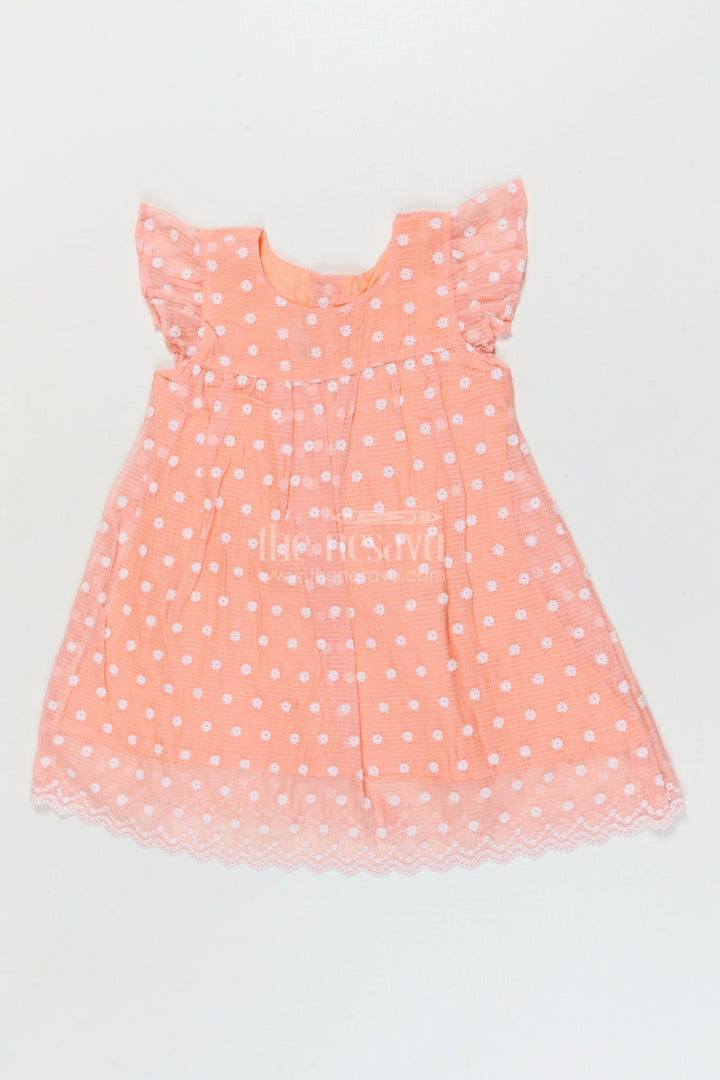The Nesavu Girls Cotton Frock Baby Girl Cotton Frock with Chikankari for Sunny Day Celebrations Nesavu 18 (2Y) / Peach / style 1 GFC2083BA-18 Nesavu baby girl cotton frock with chikankari embroidery for summer events and play