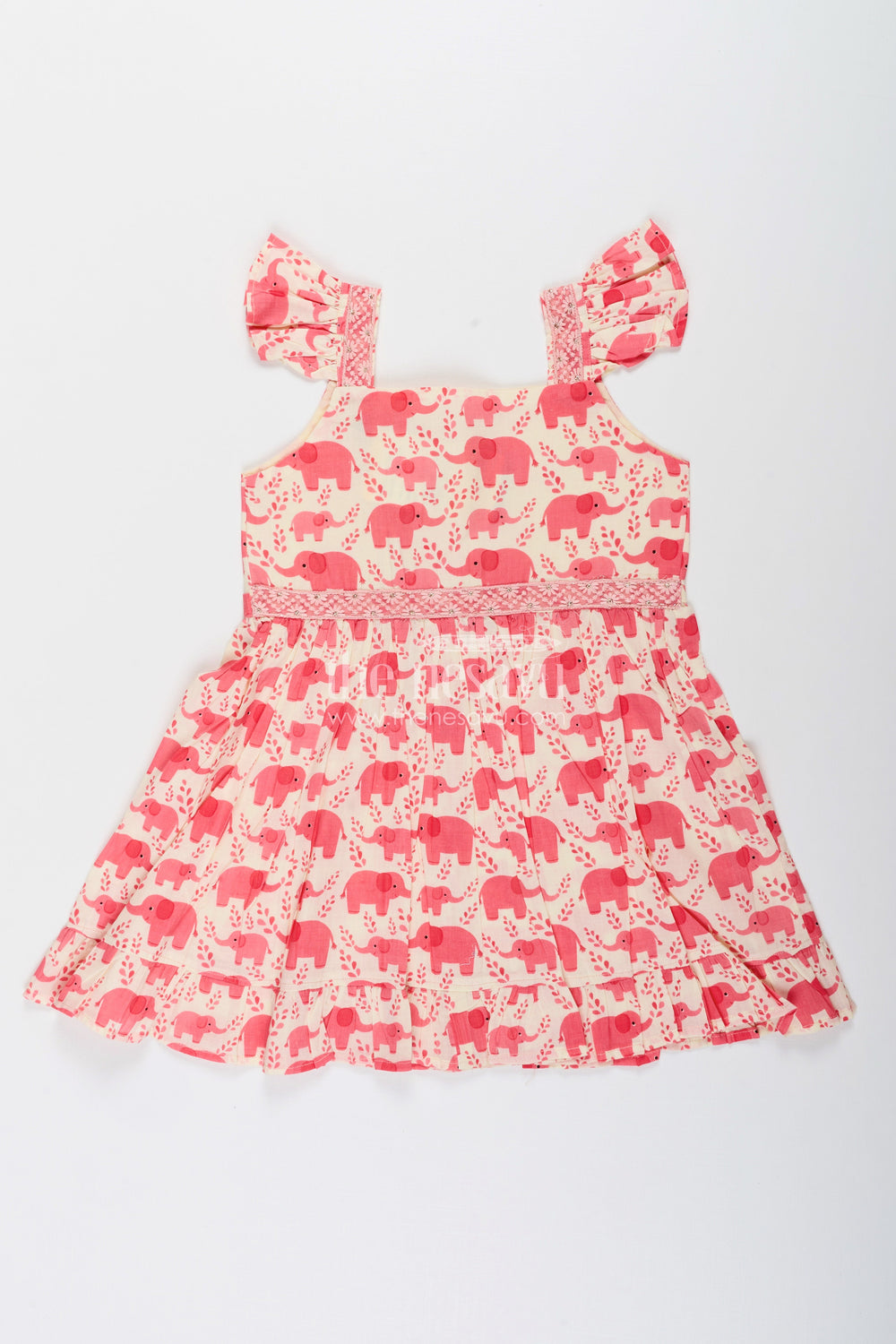 The Nesavu Girls Cotton Frock Baby Girl Cotton Frock with Elephant Print for Everyday Playtime Nesavu 18 (2Y) / Pink / Style 1 GFC1970AA-18 Nesavu baby girl cotton frock elephant print summer playtime daily wear