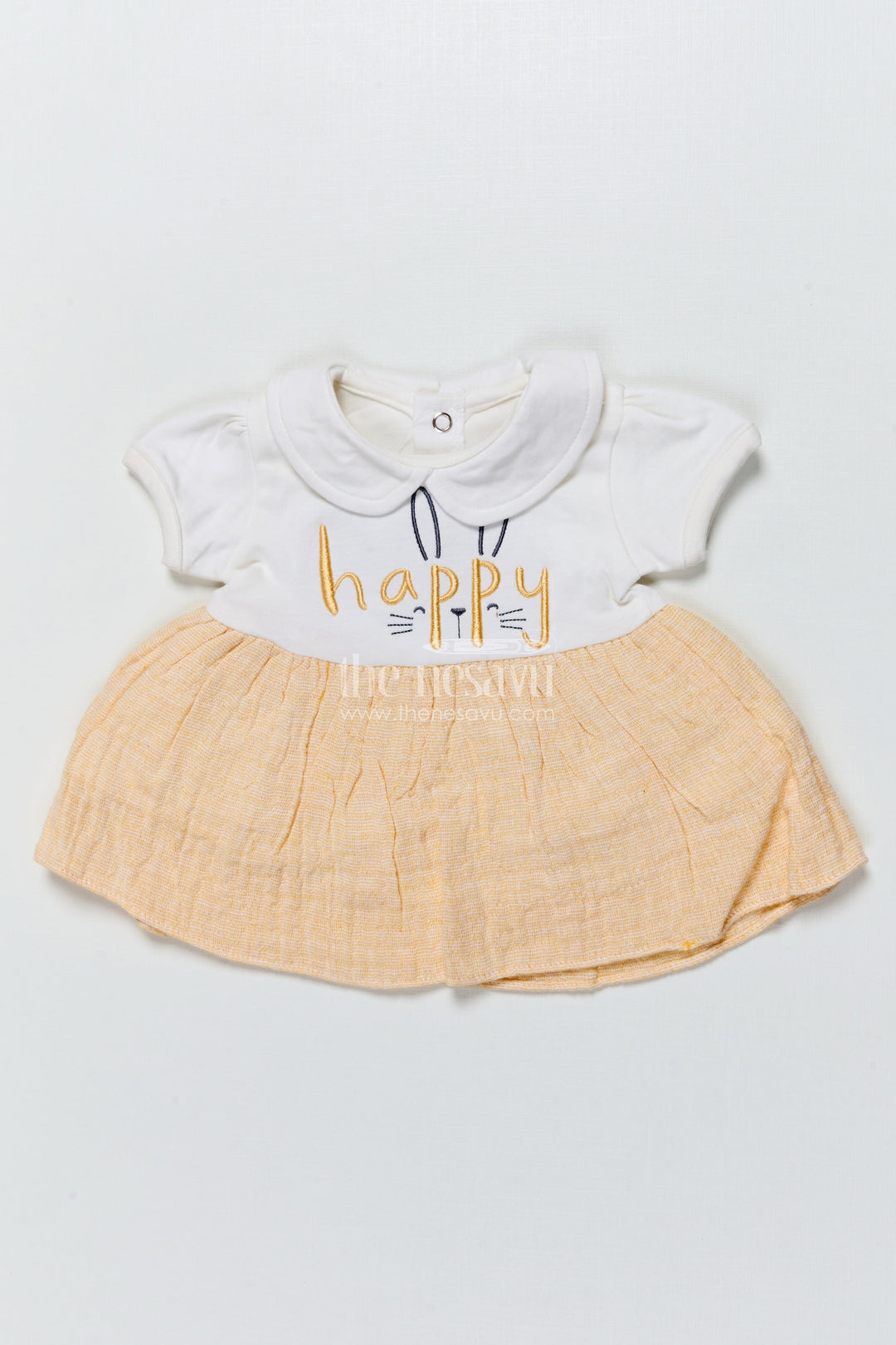 The Nesavu Baby Frocks Baby Girl Cotton Frock with Embroidery for Everyday Comfort and Charm Nesavu 10 (NB) / Yellow BFJ875A-10 Nesavu baby girl cotton frock embroidery  perfect everyday comfort playful charm