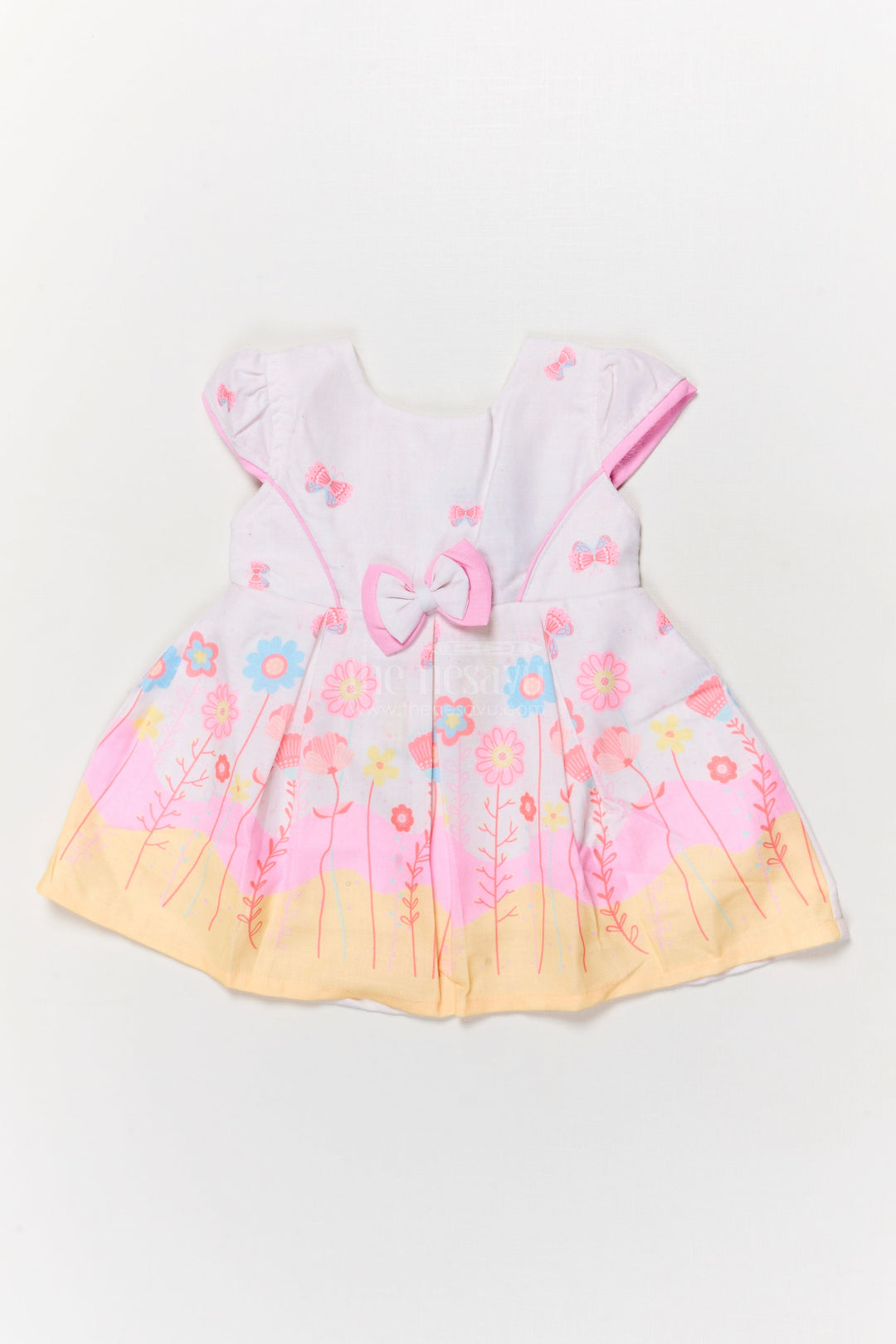 The Nesavu Baby Cotton Frocks Baby Girl Cotton Frock with Floral Digital Print for Festive Casuals Nesavu 14 (6M) / Pink BFJ906A-14 Nesavu baby girl floral cotton frock with ombré digital print for festive-casual moments