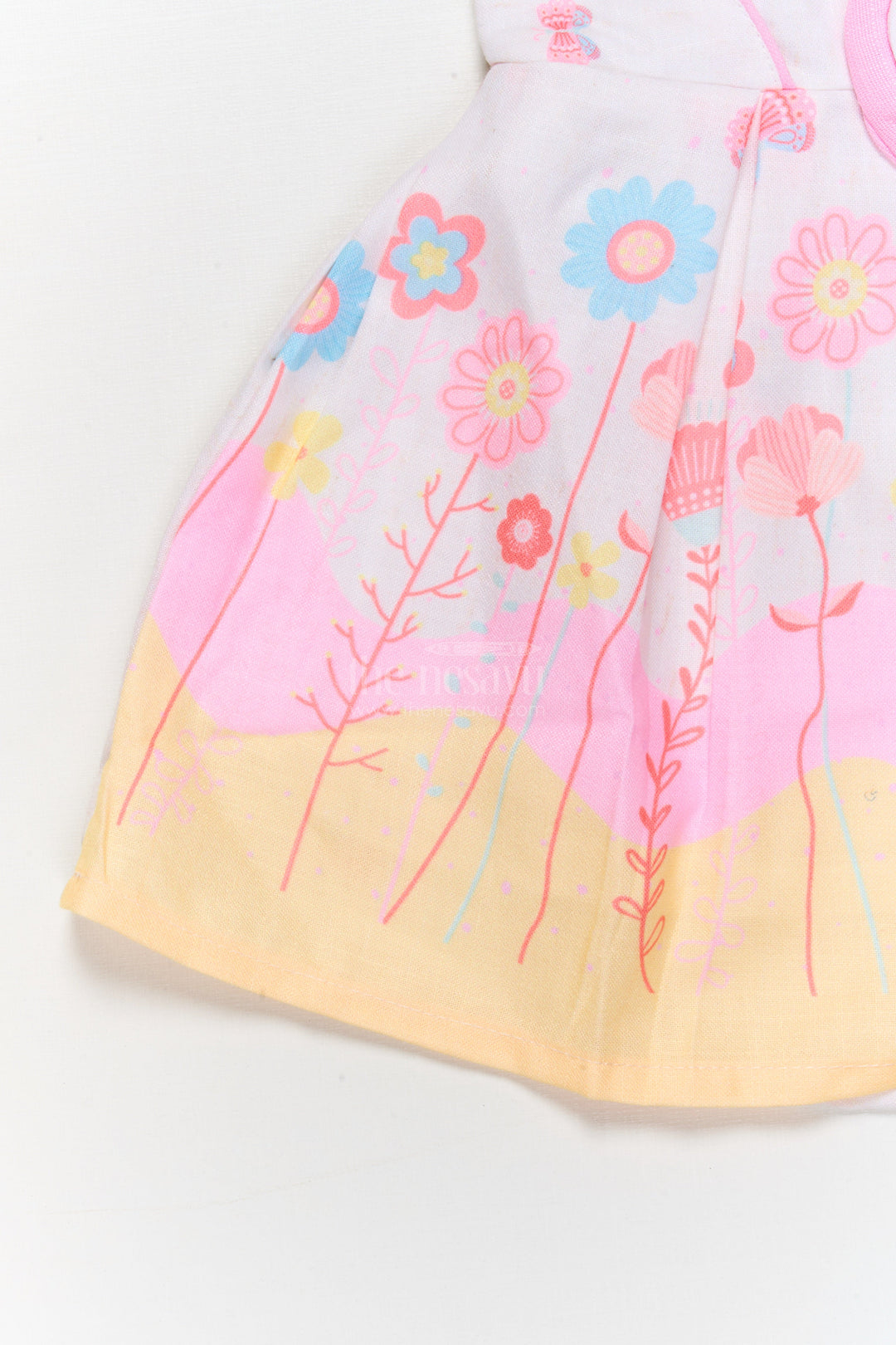 The Nesavu Baby Cotton Frocks Baby Girl Cotton Frock with Floral Digital Print for Festive Casuals Nesavu Nesavu baby girl floral cotton frock with ombré digital print for festive-casual moments