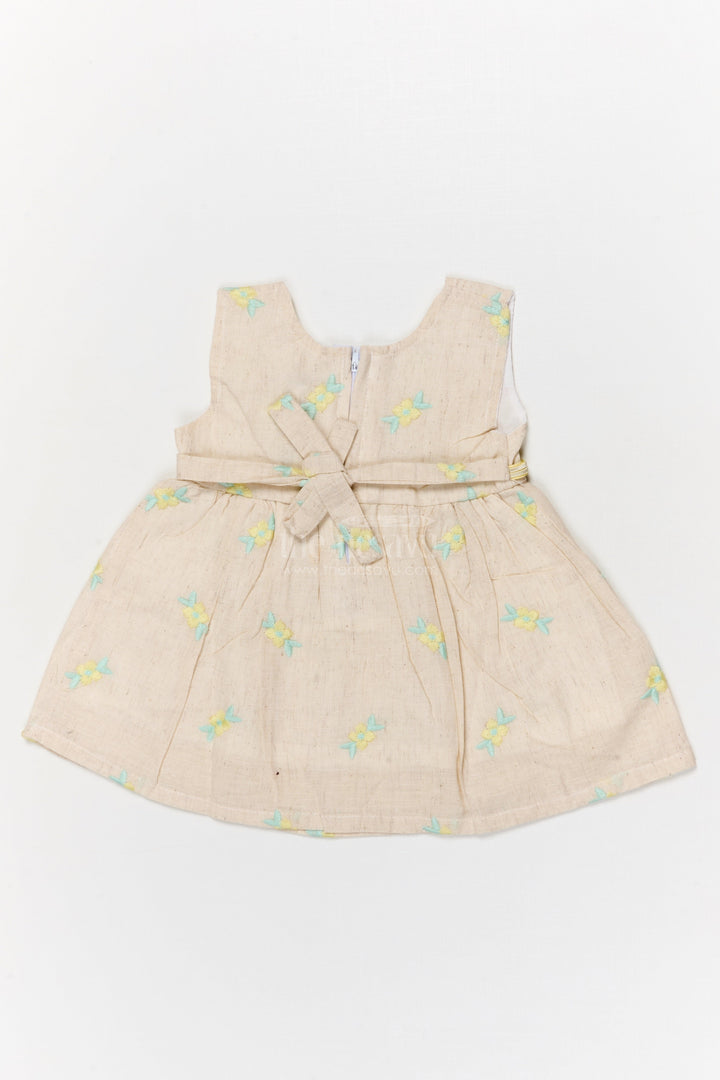 The Nesavu Baby Cotton Frocks Baby Girl Cotton Frock with Floral Embroidery and Belt for Festive Gatherings Nesavu Nesavu baby girl cotton frock with floral thread embroidery and belt for festive family gatherings