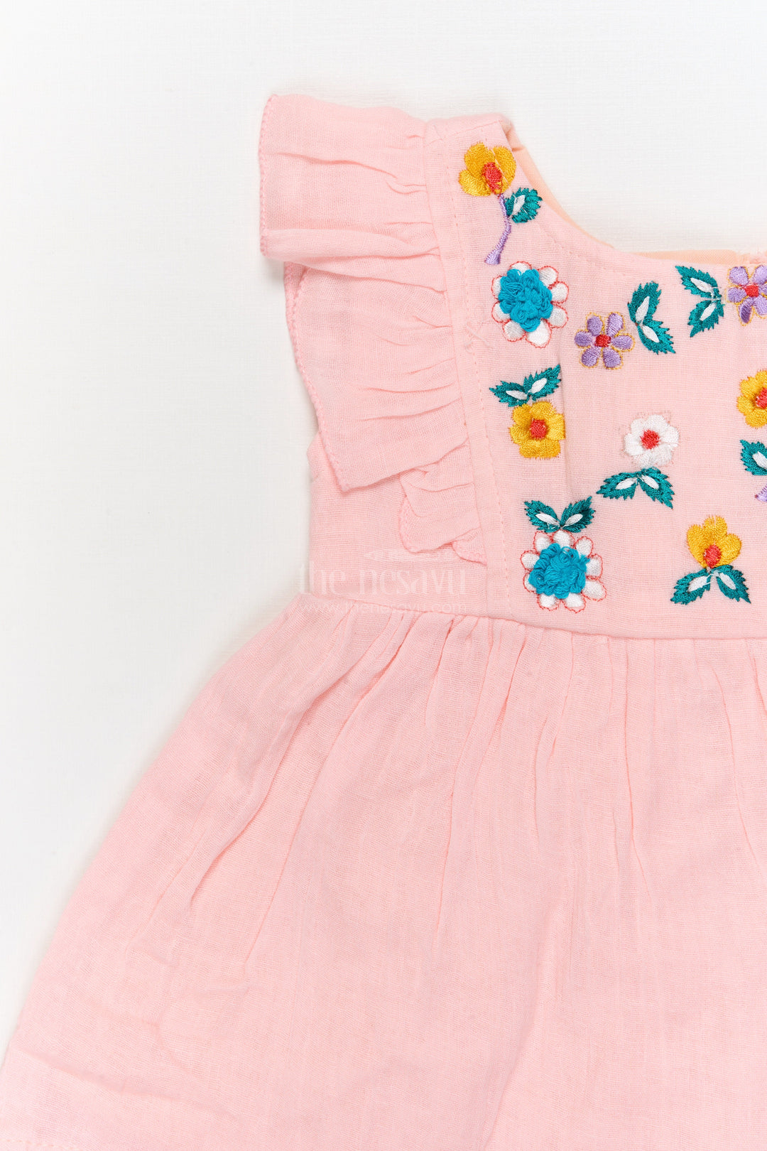 The Nesavu Baby Cotton Frocks Baby Girl Cotton Frock with Floral Embroidery and Flutter Sleeves Nesavu Nesavu baby girl cotton frock with floral embroidery and flutter sleeves for outings and festive wear