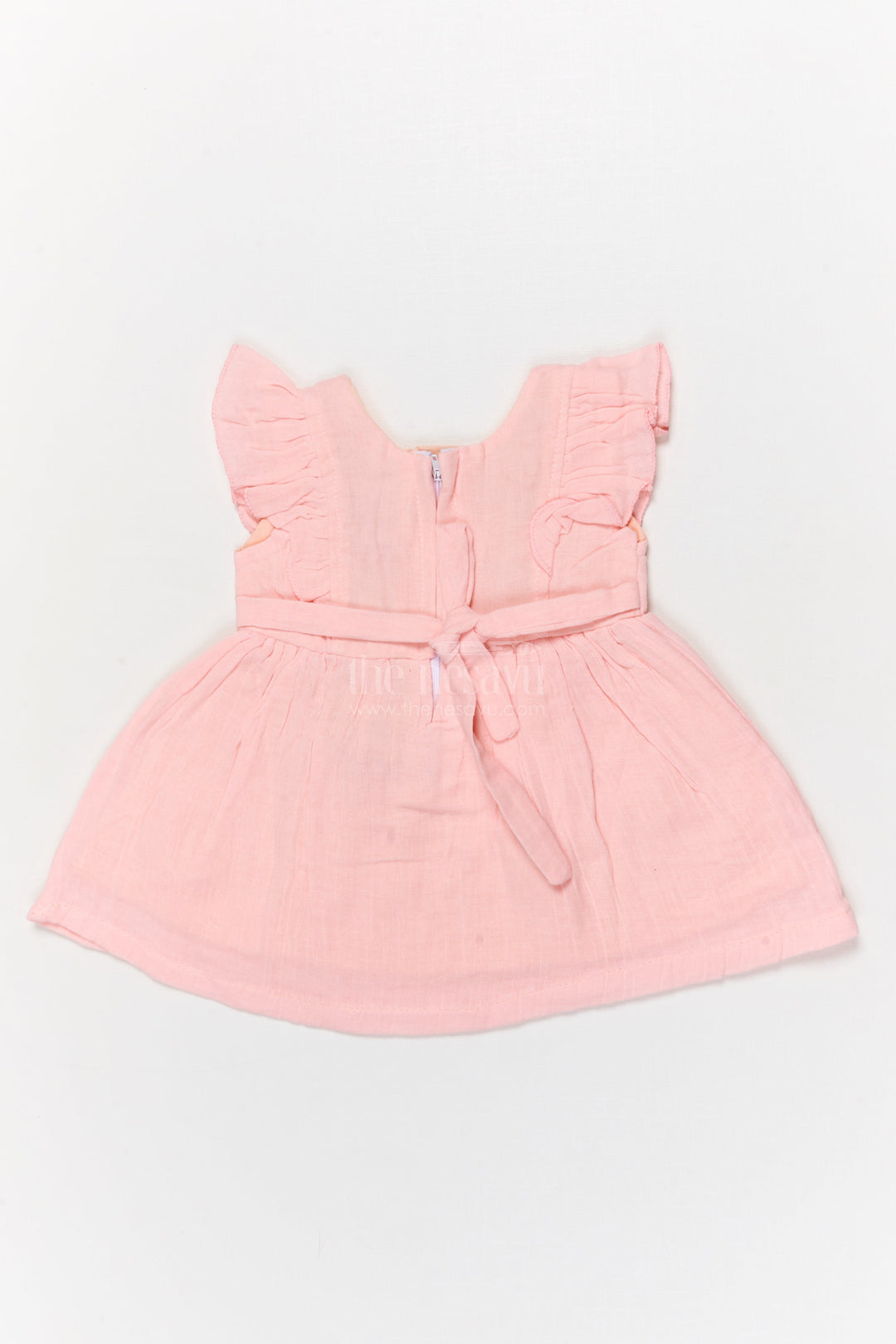 The Nesavu Baby Cotton Frocks Baby Girl Cotton Frock with Floral Embroidery and Flutter Sleeves Nesavu Nesavu baby girl cotton frock with floral embroidery and flutter sleeves for outings and festive wear