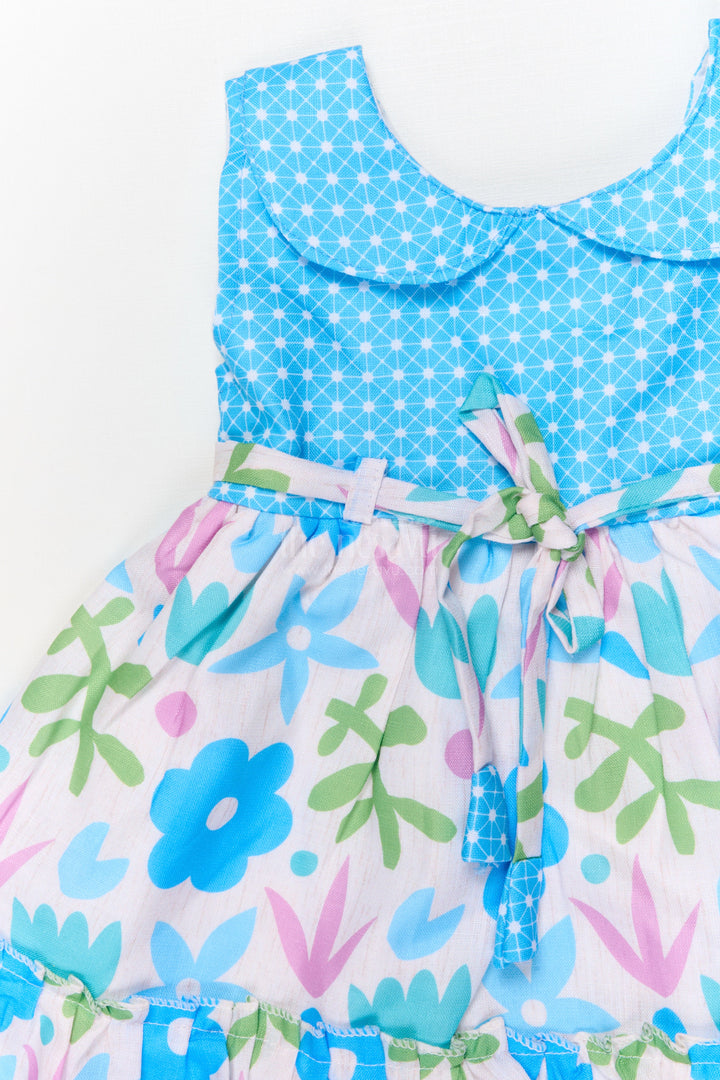 The Nesavu Baby Cotton Frocks Baby Girl Cotton Frock with Floral Print and Peter Pan Collar for Birthday Parties Nesavu Nesavu baby girl cotton frock with digital floral print and peter pan collar for birthday celebrations