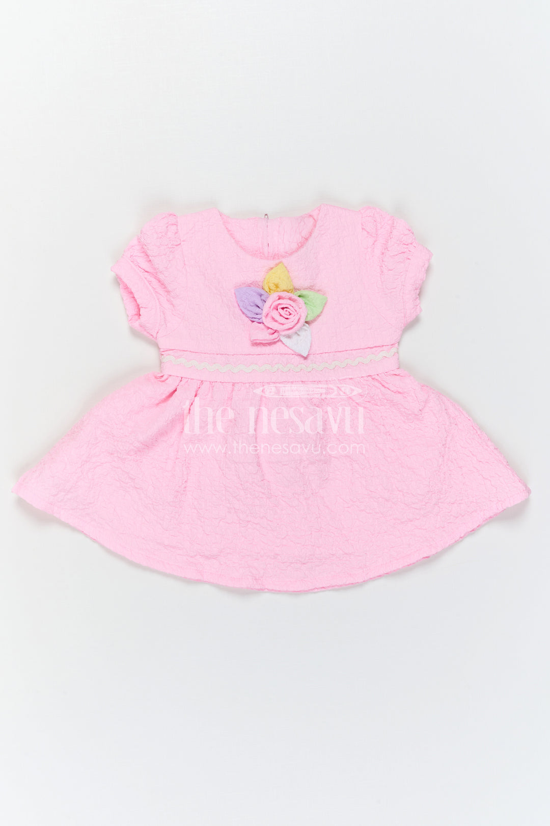 The Nesavu Girls Cotton Frock Baby Girl Cotton Frock with Flower Embellishment for Birthdays and Playdates Nesavu Nesavu Baby Cotton Frock With Flower Embellishment Perfect For Birthdays And Everyday Cuteness