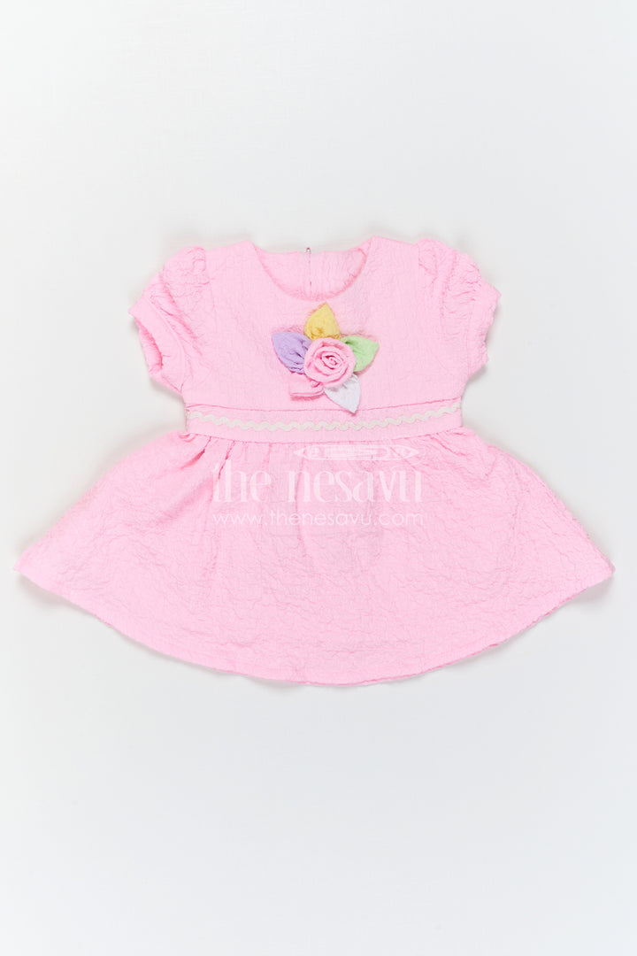 The Nesavu Girls Cotton Frock Baby Girl Cotton Frock with Flower Embellishment for Birthdays and Playdates Nesavu Nesavu Baby Cotton Frock With Flower Embellishment Perfect For Birthdays And Everyday Cuteness