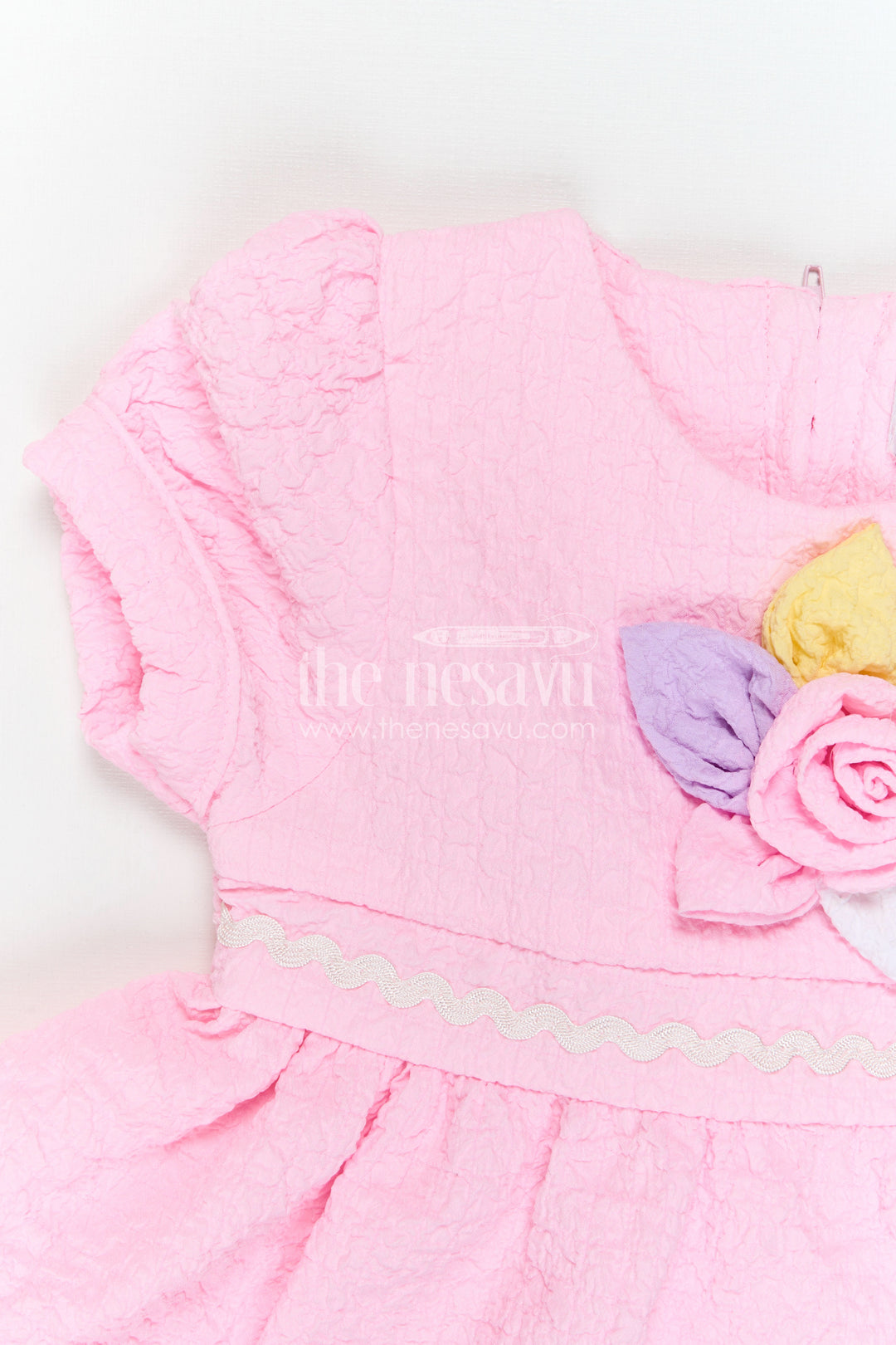 The Nesavu Girls Cotton Frock Baby Girl Cotton Frock with Flower Embellishment for Birthdays and Playdates Nesavu Nesavu Baby Cotton Frock With Flower Embellishment Perfect For Birthdays And Everyday Cuteness