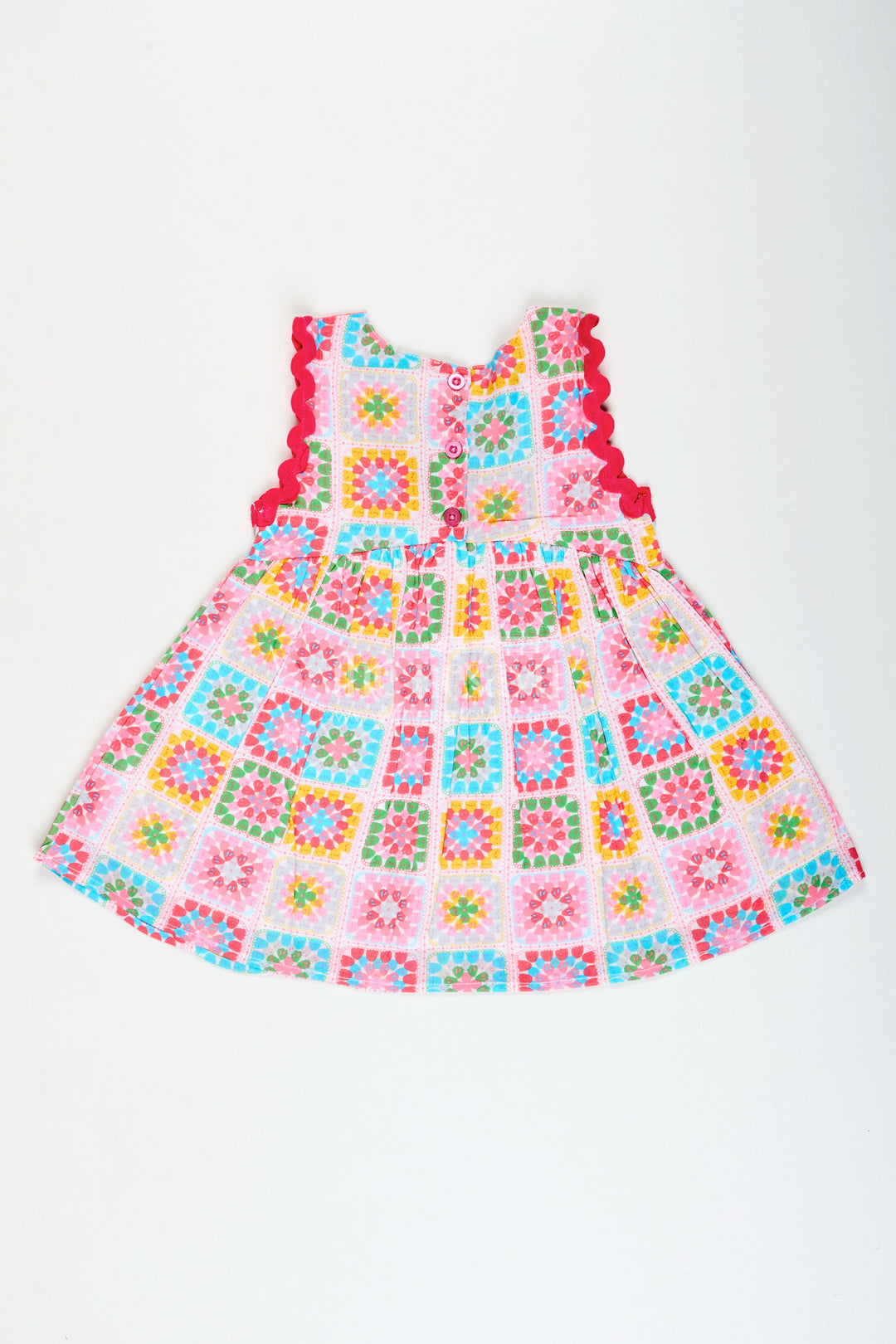 The Nesavu Girls Cotton Frock Baby Girl Cotton Frock with Multicolor Block Print for Birthdays and Casual Parties Nesavu Nesavu baby girl cotton frock digital floral print  perfect birthdays casual celebrations