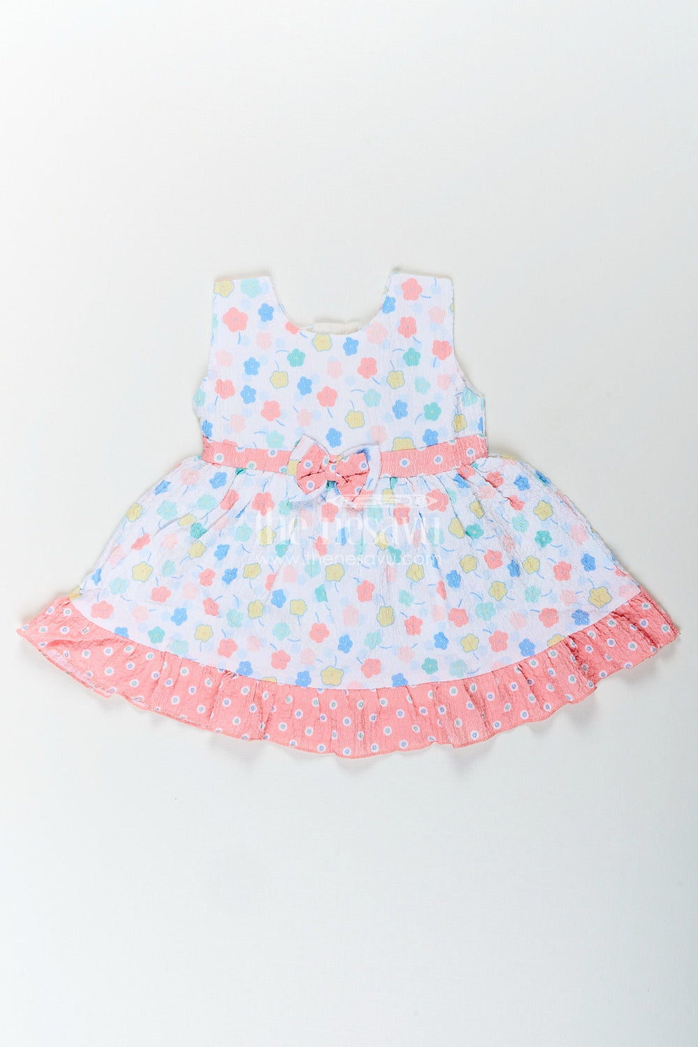 The Nesavu Baby Cotton Frocks Baby girl cotton frock with pastel floral print and ruffle hem Nesavu Nesavu baby girl frock with pastel floral print and ruffled hem in soft sheer cotton