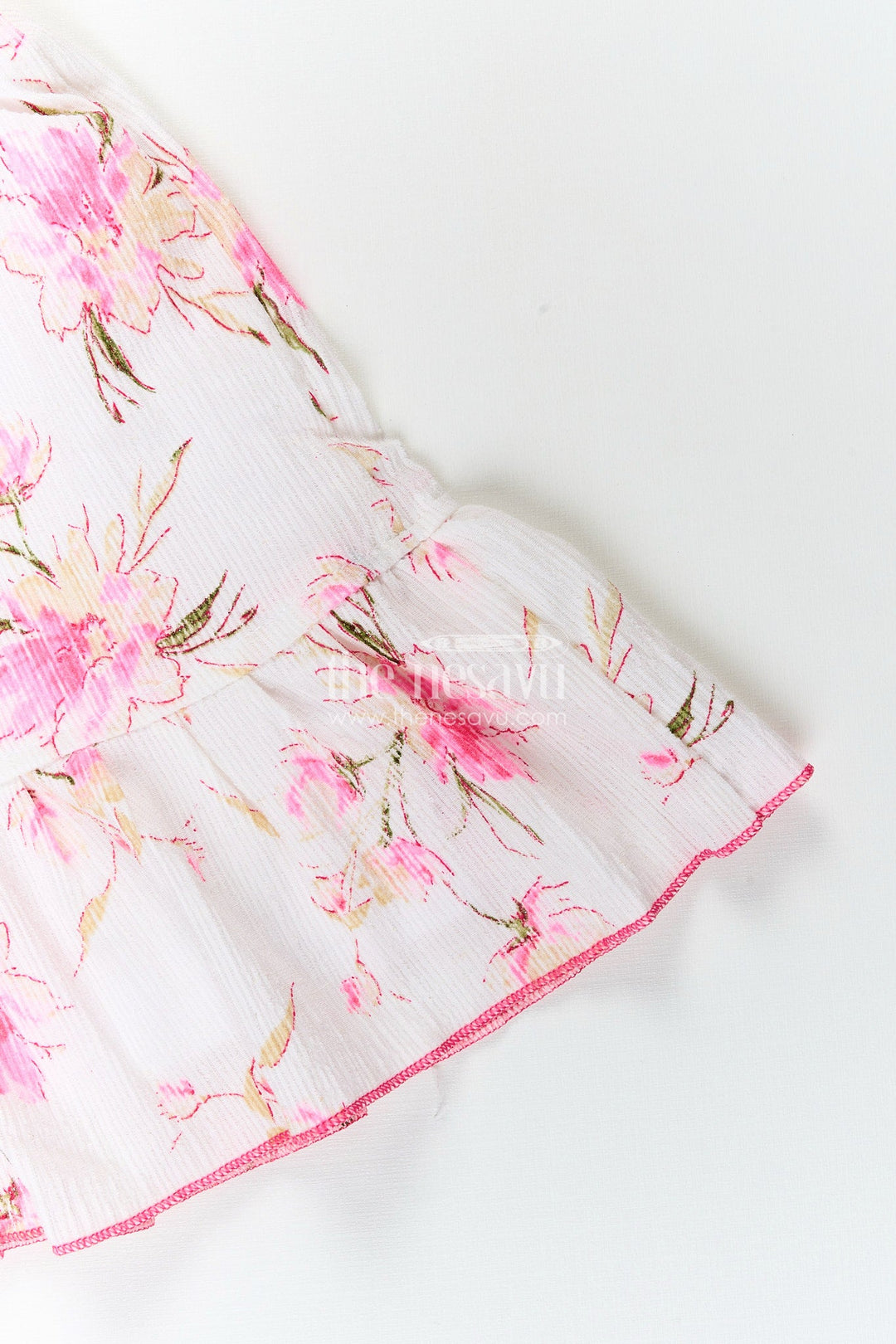 The Nesavu Girls Cotton Frock Baby girl cotton frock with pink floral print for casual wear Nesavu Nesavu baby girl cotton frock with pink floral print lightweight outfit for casual summer days