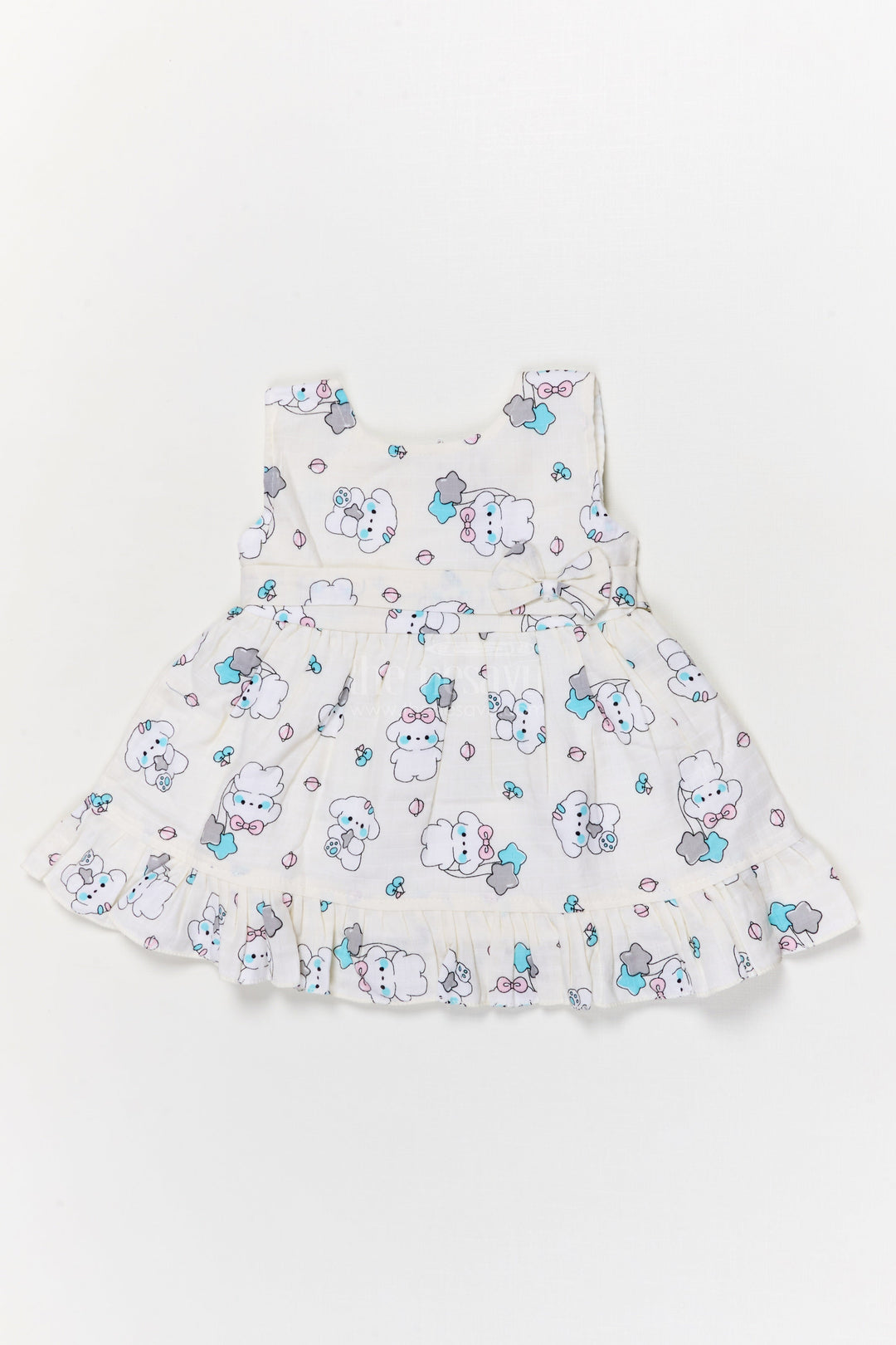 The Nesavu Baby Cotton Frocks Baby Girl Cotton Frock with Playful Print for Everyday Outings Nesavu 14 (6M) / Yellow BFJ905B-14 Nesavu baby girl cotton frock with digital print for playdates and everyday comfort