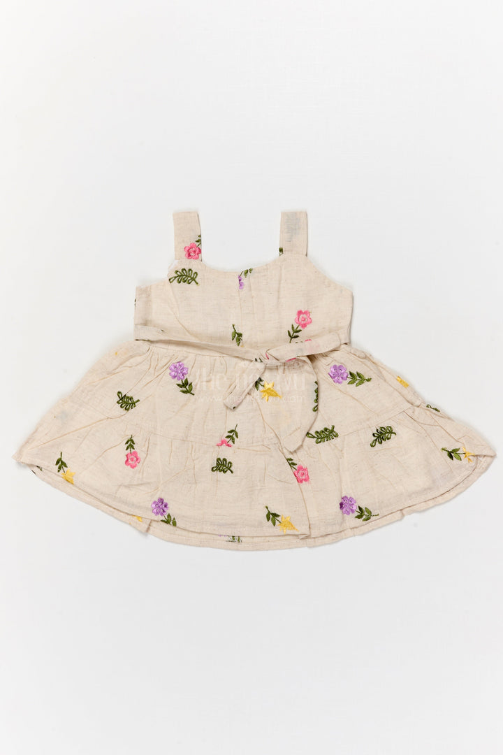 The Nesavu Baby Cotton Frocks Baby Girl Cotton Frock with Thread Embroidery for Everyday Wear Nesavu Nesavu baby girl cotton frock with floral thread embroidery for playdates and casual wear