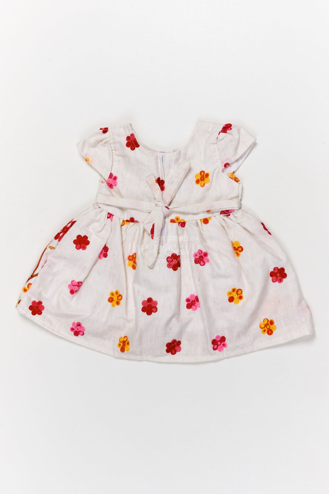The Nesavu Baby Cotton Frocks Baby Girl Cotton Frock with Vibrant Thread Embroidery and Floral Design Nesavu Nesavu baby girl cotton frock with floral multicolor embroidery